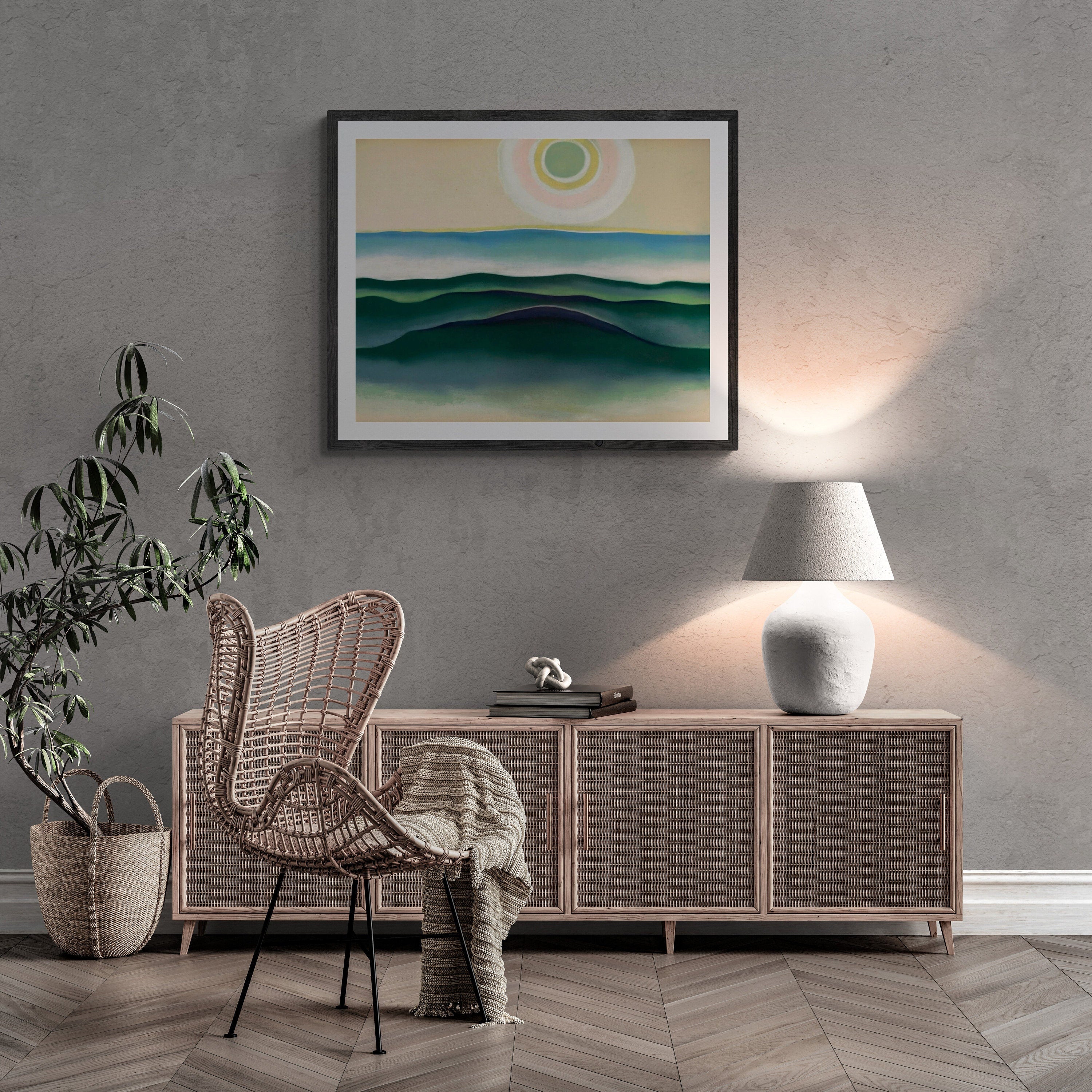 Sun Water Maine - Georgia O’Keeffe, Premium Giclée Art Print, Heavyweight paper/ art canvas, 3D printed with texture and brush strokes
