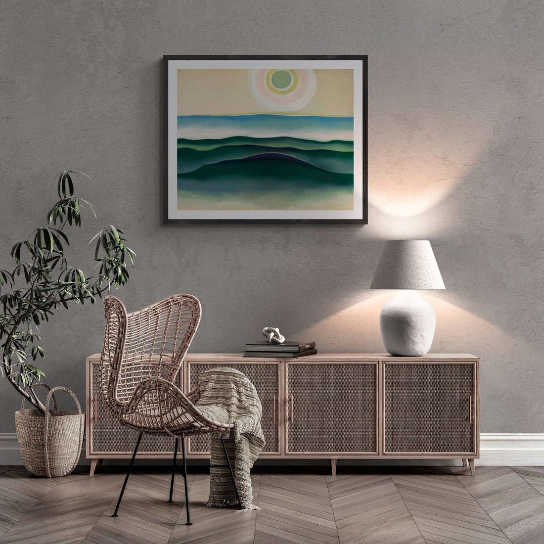 Sun Water Maine - Georgia O’Keeffe, Premium Giclée Art Print, Heavyweight paper/ art canvas, 3D printed with texture and brush strokes