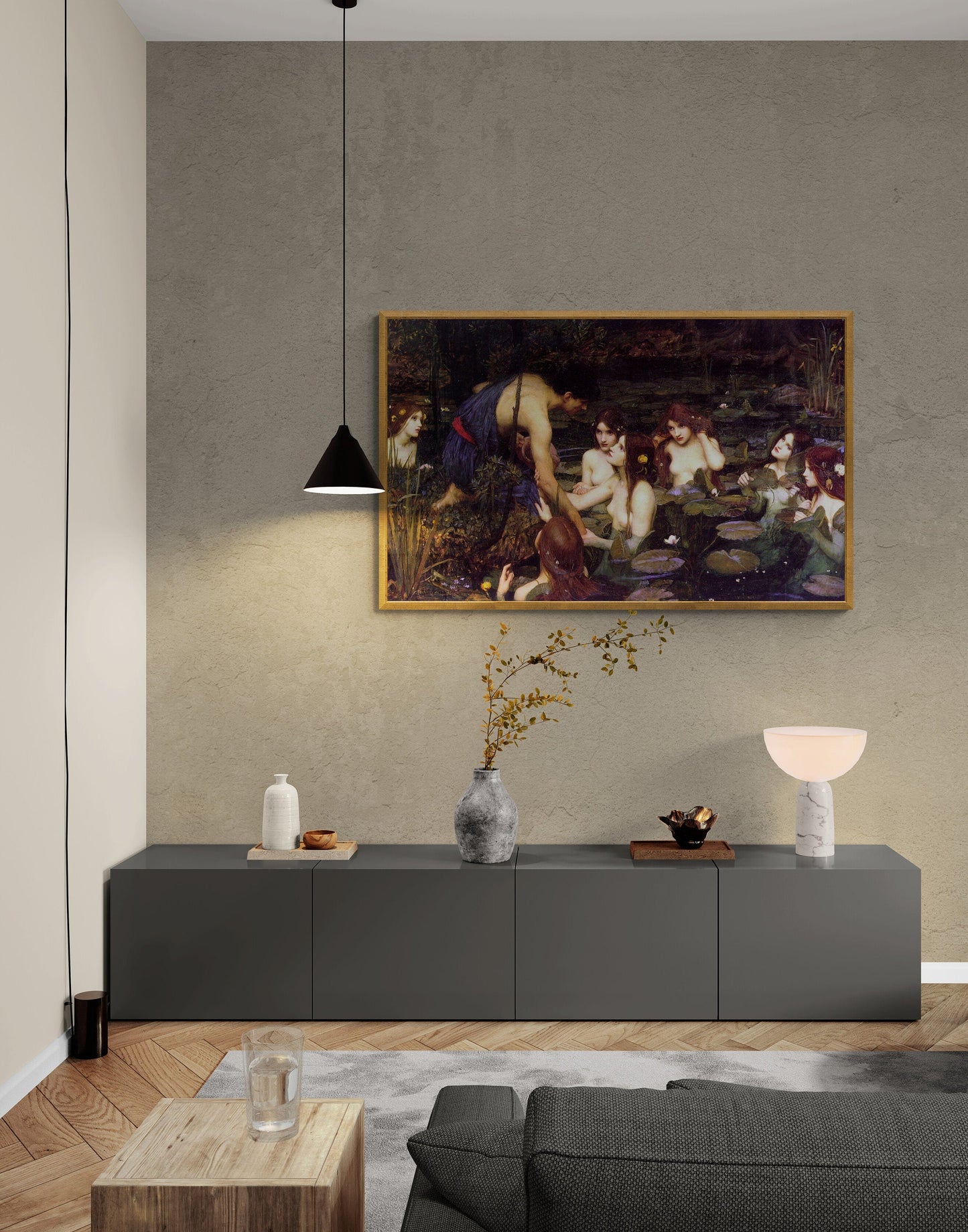 John William Waterhouse: Hylas and the Nymphs, Giclée Art Print, Heavyweight paper/ art canvas, 3D printed with texture and brush strokes FOSHE ART