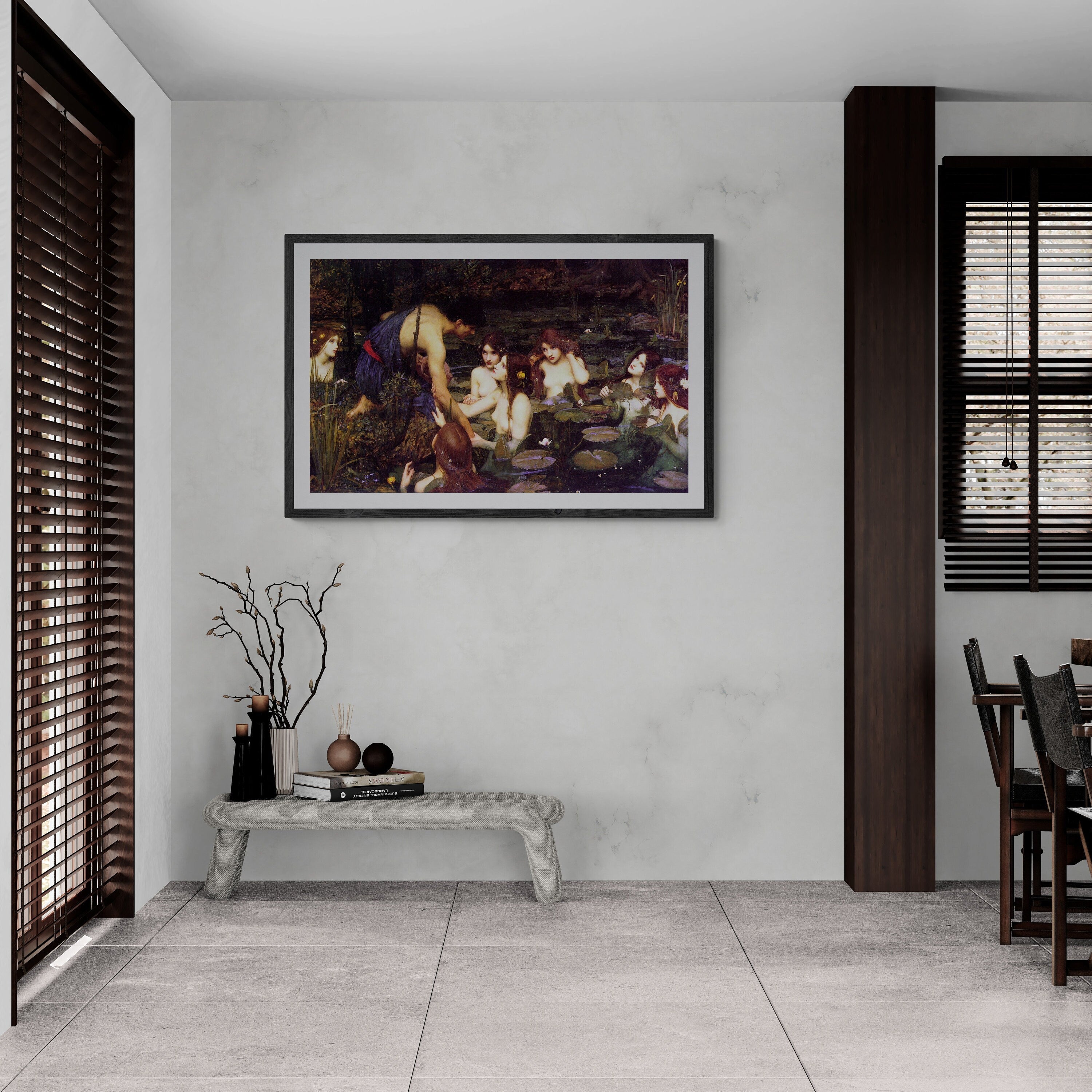 John William Waterhouse: Hylas and the Nymphs, Giclée Art Print, Heavyweight paper/ art canvas, 3D printed with texture and brush strokes FOSHE ART