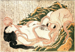 Sensual Encounter: Katsushika Hokusai’s Dream of the Fisherman’s Wife, paper art canvas or 3D Hand Finished Premium texture Print
