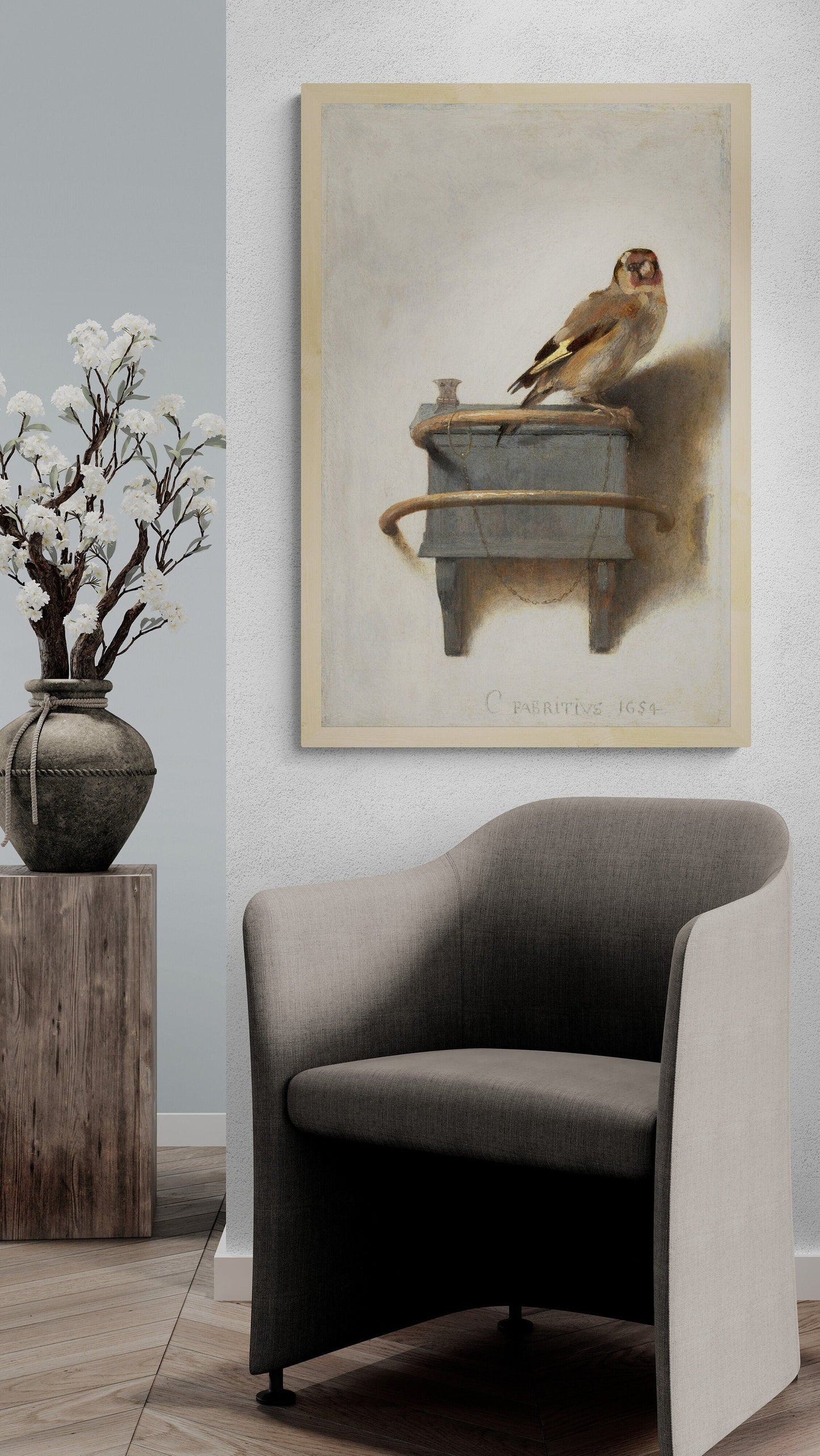 The Goldfinch by Carel Fabritius, Premium Giclée Art Print, Heavyweight paper/ art canvas, 3D printed with texture and brush strokes FOSHE ART