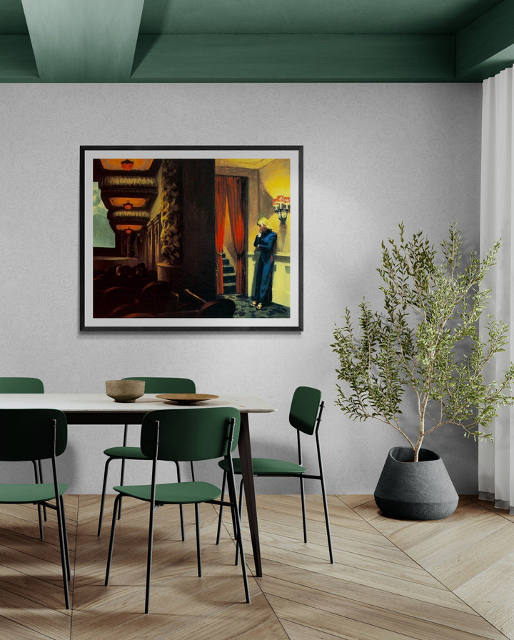 New York Movie by Edward Hopper Art Print Premium Giclée Art Print, fineart paper canvas, 3D printed with texture and brush strokes