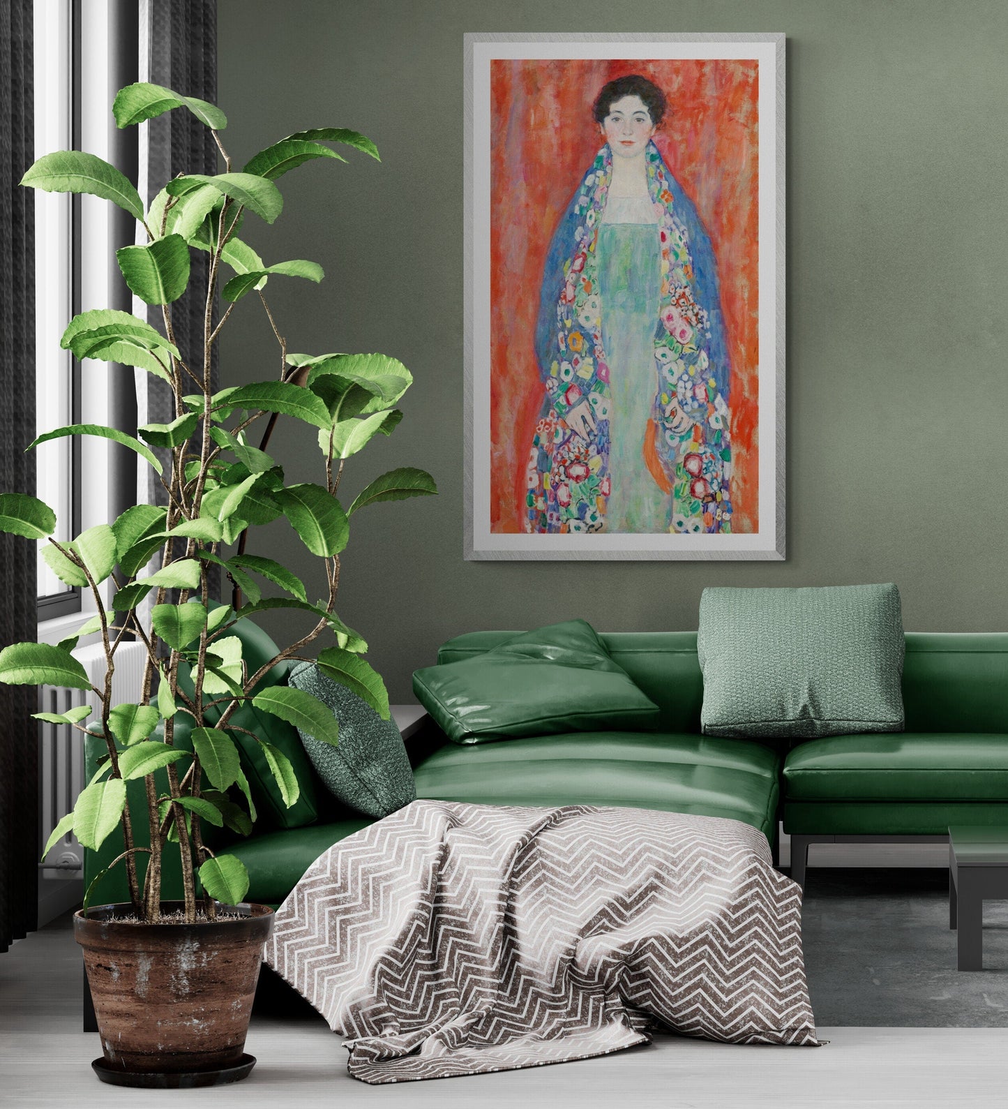 Art Print of Klimt’s ‘Portrait of Fräulein Lieser, Heavyweight real Canvas, 3D hand finish print with brush strokes, look like original art FOSHE ART