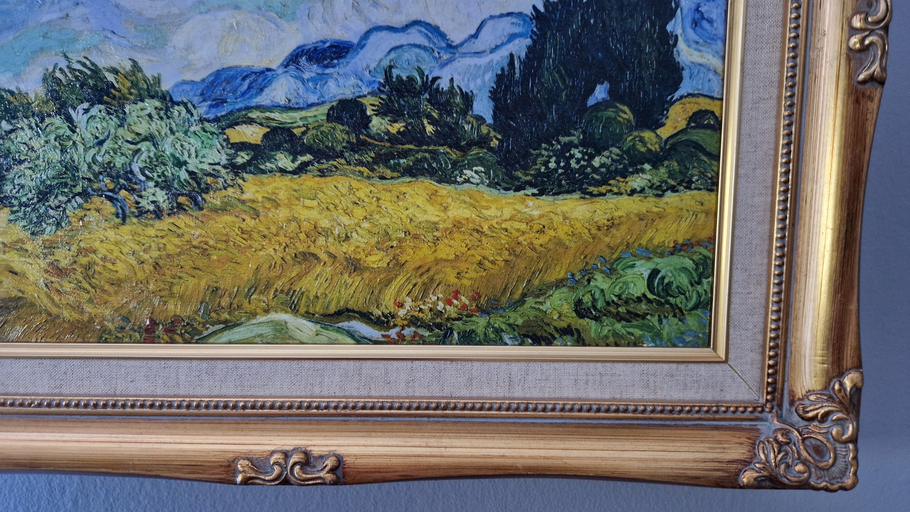 Van Gogh 'Wheat Field with Cypresses' Framed Canvas Print – Vintage Style FOSHE ART