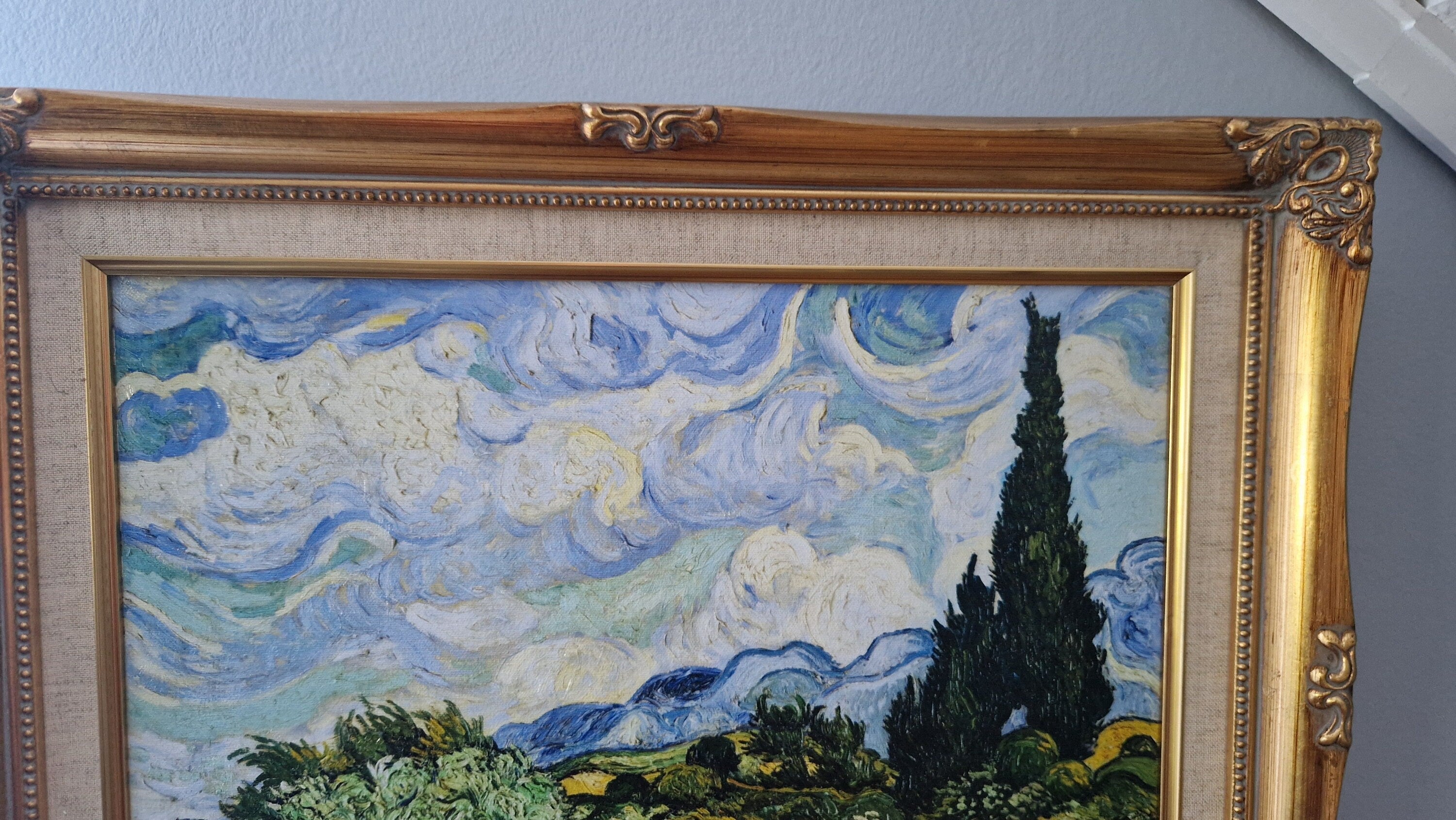 Van Gogh 'Wheat Field with Cypresses' Framed Canvas Print – Vintage Style FOSHE ART
