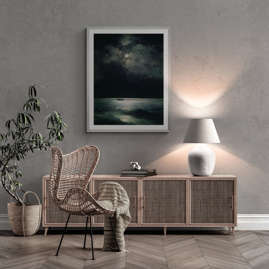 Moonlit Tranquility: Ivan Aivazovsky’s "Black Sea at Night", 3D texture gel museum quality Canvas Print, giclee print on paper or art poster