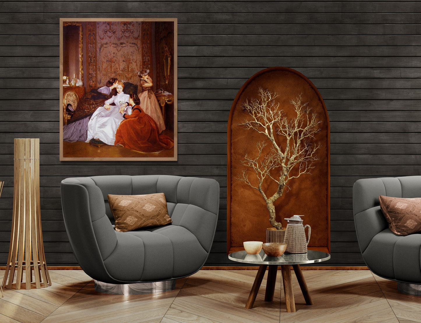 Auguste Toulmouche: La Fiancée Hésitante, The Reluctant Bride, Gallery Wall Print, Premium Giclee, 3D texture Canvas, Museum Print, Poster