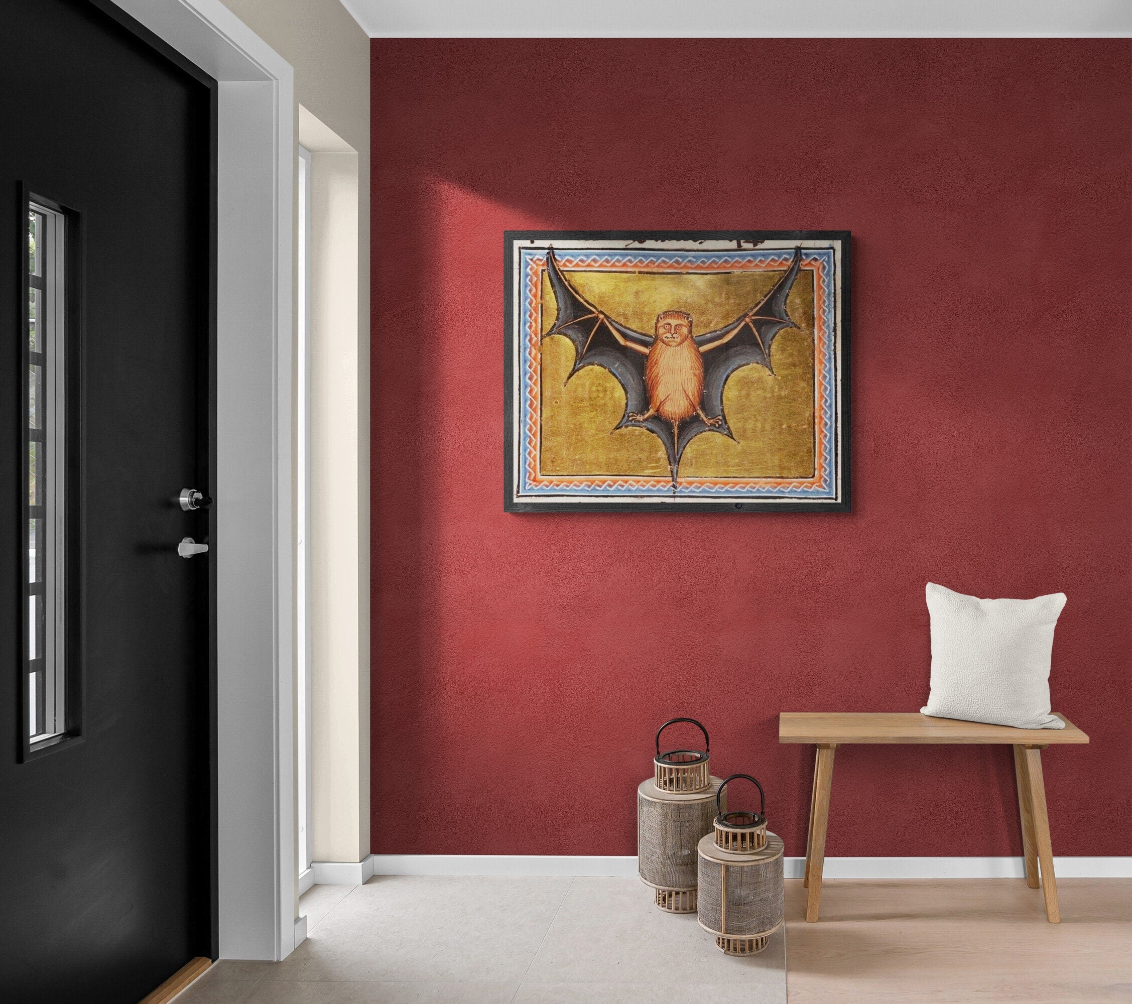 Aberdeen Bestiary: Bat (12th Century Illuminated Medieval Manuscript), Premium Giclée Art Print, Heavyweight paper/ art canvas, 3D printed