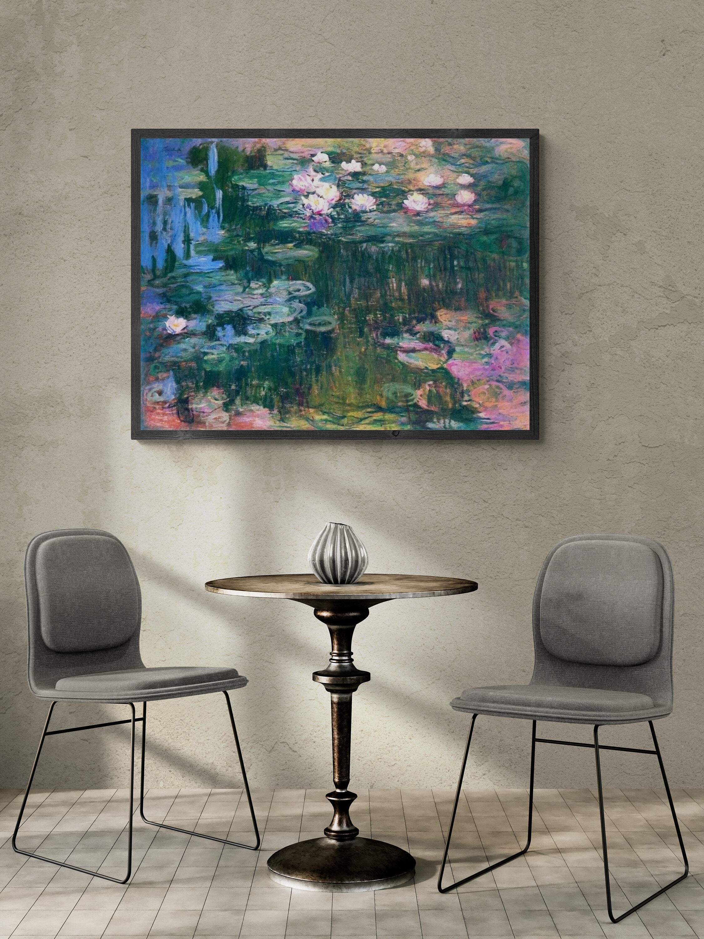 Claude Monet: Water Lilies (1917) Premium Giclée Art Print, Heavyweight paper/ art canvas, 3D printed with texture and brush strokes