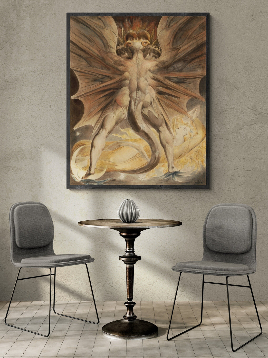 The Cosmic Battle: The Great Red Dragon and the Woman Clothed with the Sun Heavyweight paper/ art canvas, 3D printed with texture and brush FOSHE ART