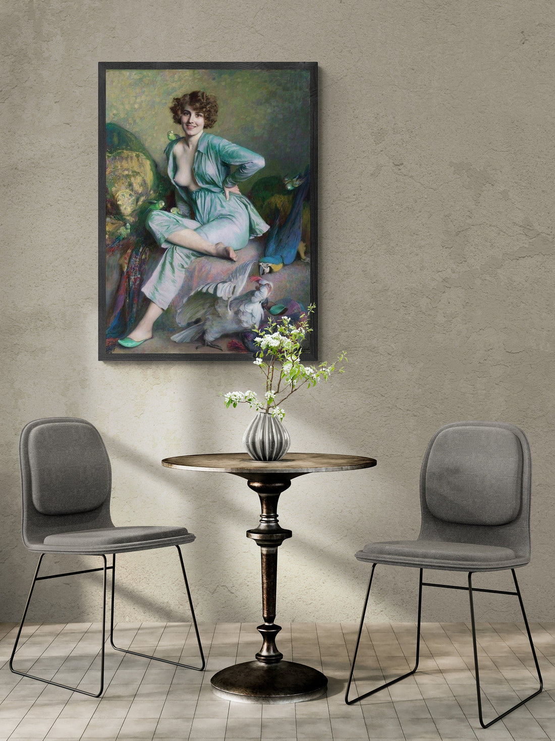 The Familiar Birds” – A Timeless Reproduction by Émile Friant, Giclée Art Print, paper art canvas or 3D Hand Finished Premium texture Print FOSHE ART