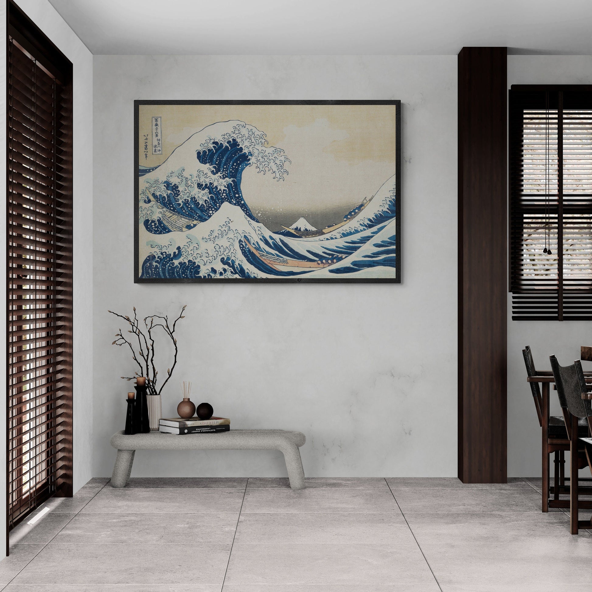 Eternal Majesty: The Great Wave off Kanagawa of Hokusai Premium Giclée Art Print, Heavyweight paper/ art canvas, 3D printed with texture FOSHE ART