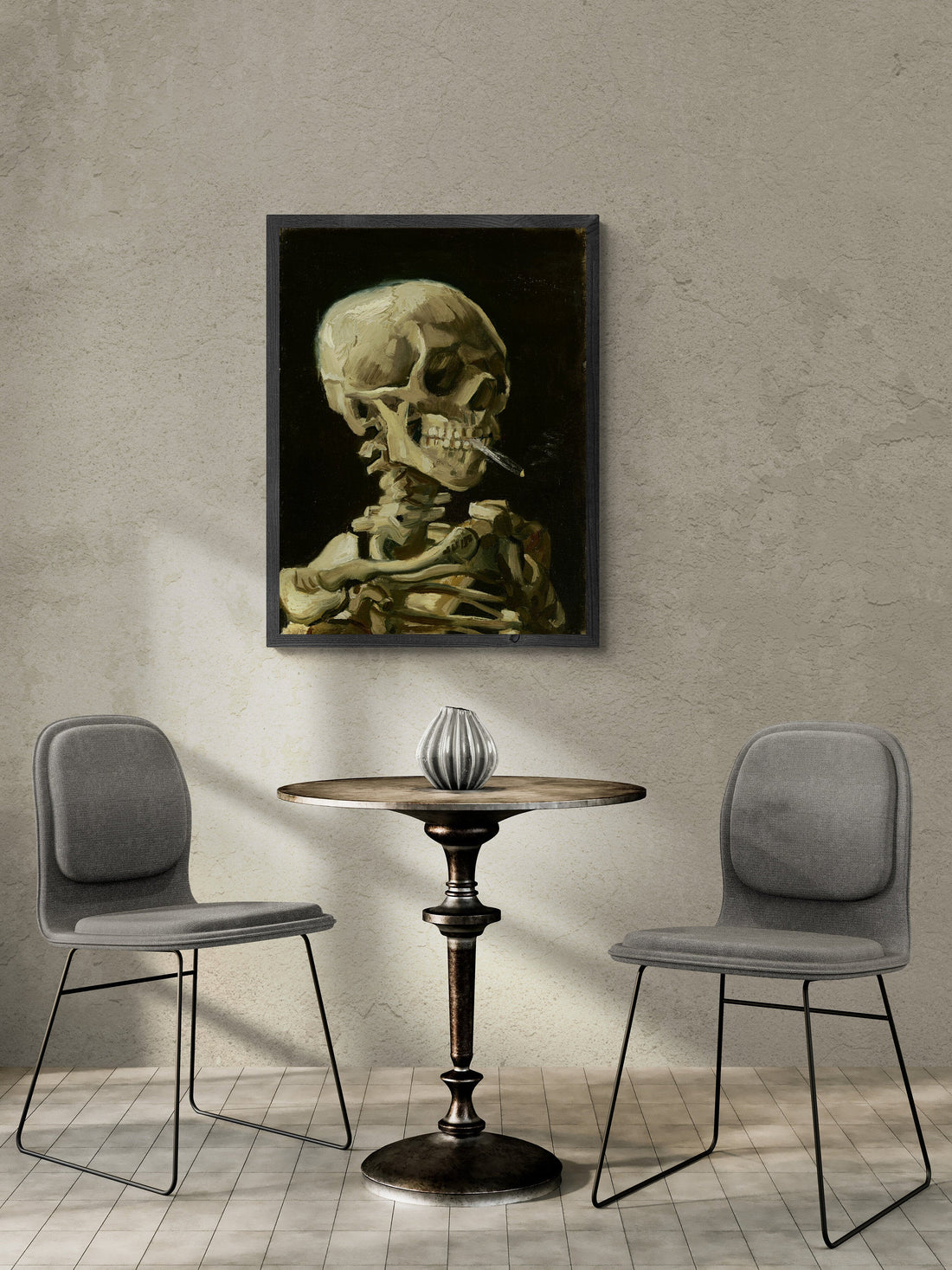 Van Gogh Skeleton with Burning Cigarette, Giclée Art Print FOSHE ART