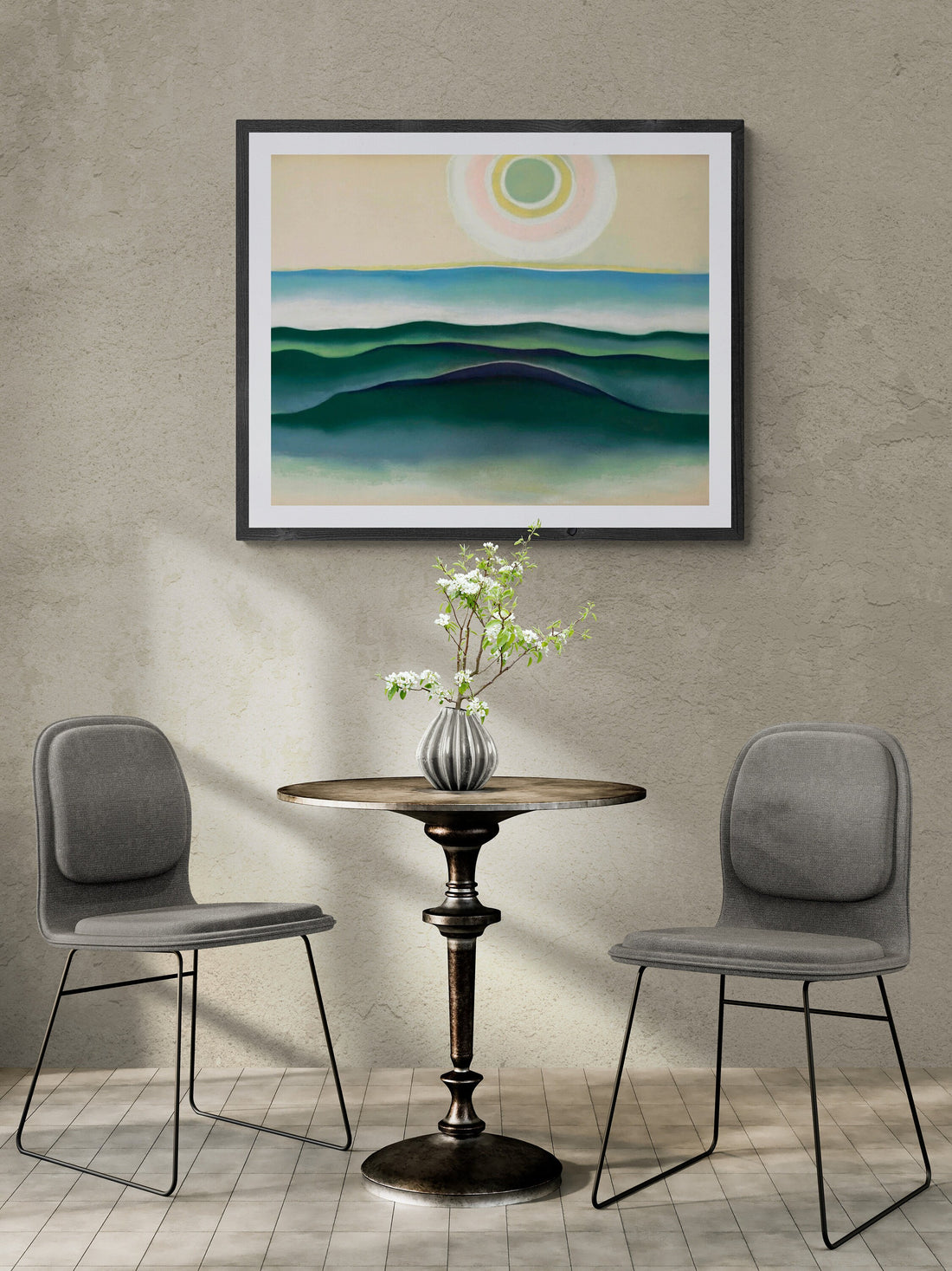 Sun Water Maine - Georgia O’Keeffe, Premium Giclée Art Print, Heavyweight paper/ art canvas, 3D printed with texture and brush strokes