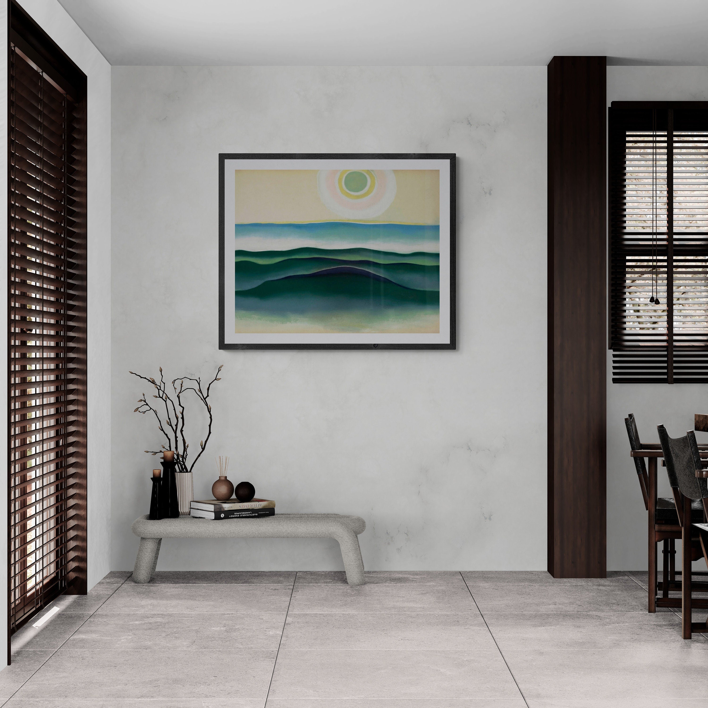 Sun Water Maine - Georgia O’Keeffe, Premium Giclée Art Print, Heavyweight paper/ art canvas, 3D printed with texture and brush strokes