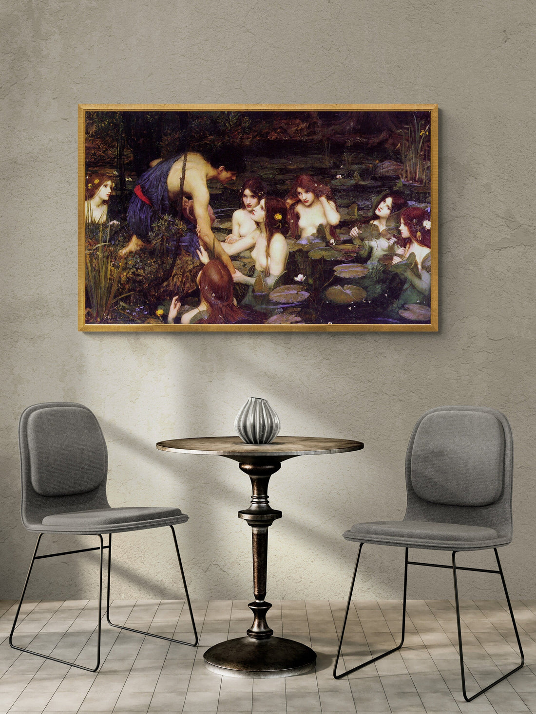 John William Waterhouse: Hylas and the Nymphs, Giclée Art Print, Heavyweight paper/ art canvas, 3D printed with texture and brush strokes FOSHE ART