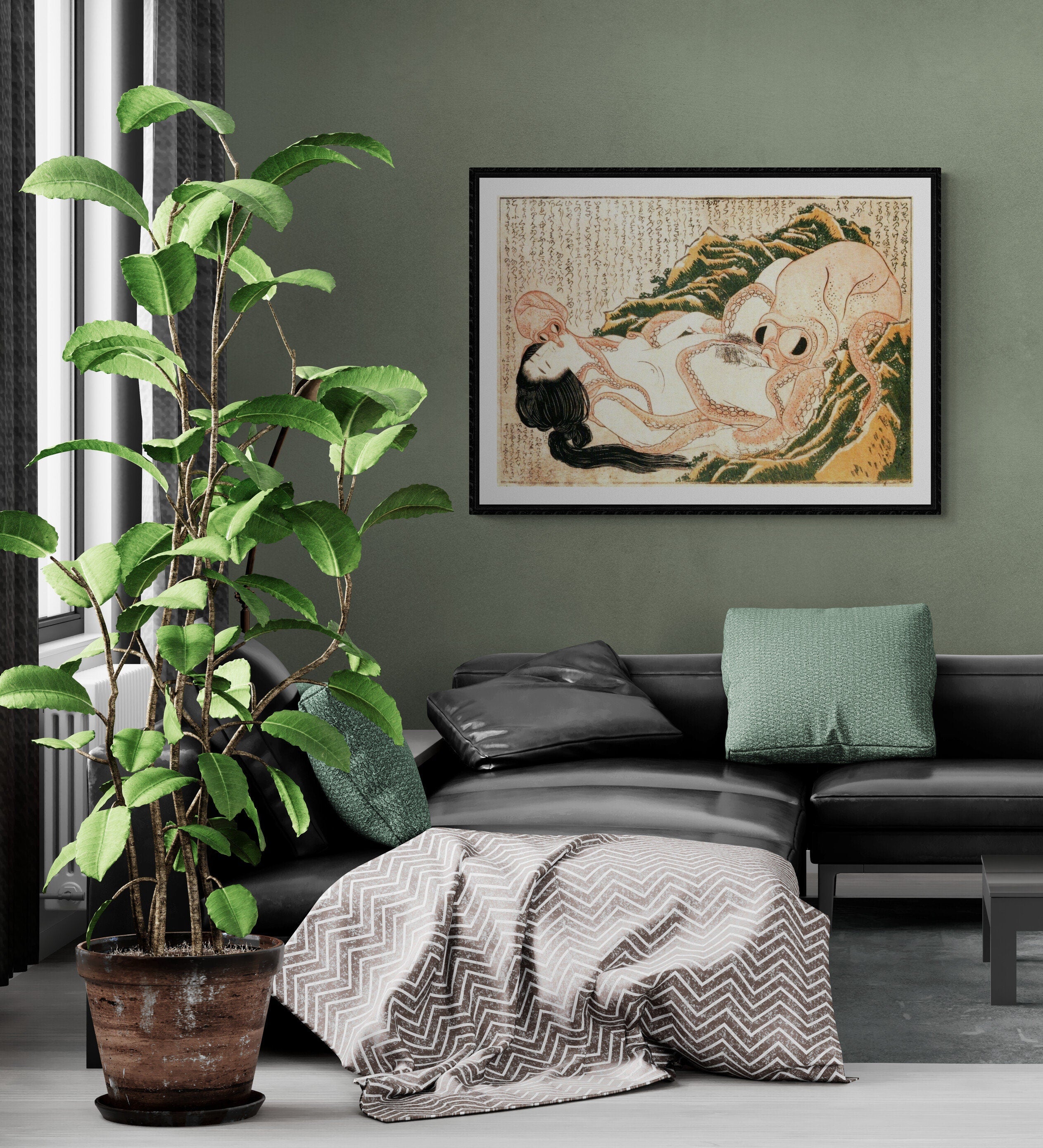 Sensual Encounter: Katsushika Hokusai’s Dream of the Fisherman’s Wife, art paper canvas or 3D Hand Finished Premium texture Print or poster