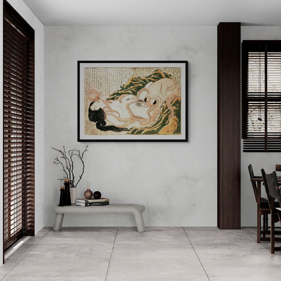 Sensual Encounter: Katsushika Hokusai’s Dream of the Fisherman’s Wife, paper art canvas or 3D Hand Finished Premium texture Print