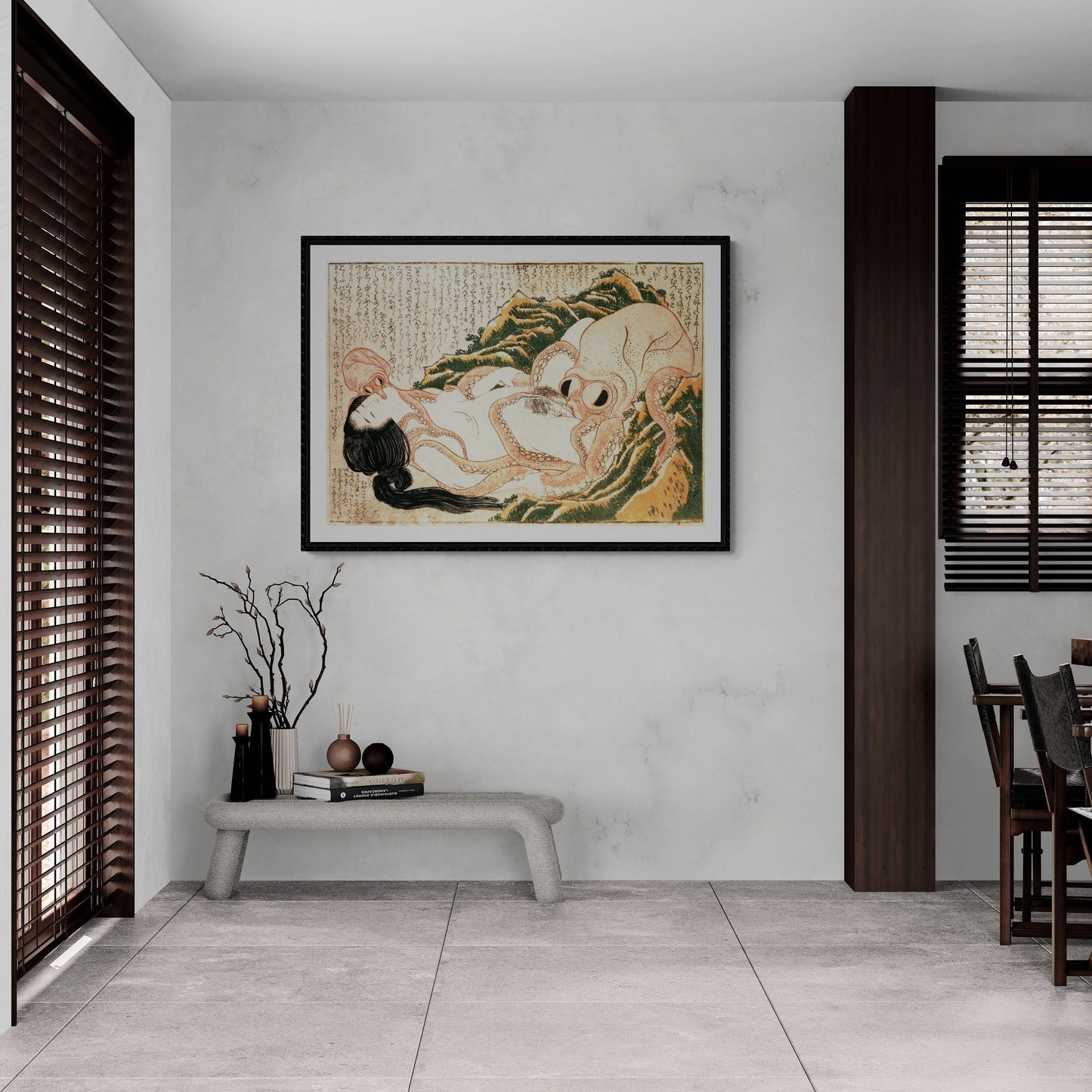 Sensual Encounter: Katsushika Hokusai’s Dream of the Fisherman’s Wife, paper art canvas or 3D Hand Finished Premium print with brush strokes FOSHE ART