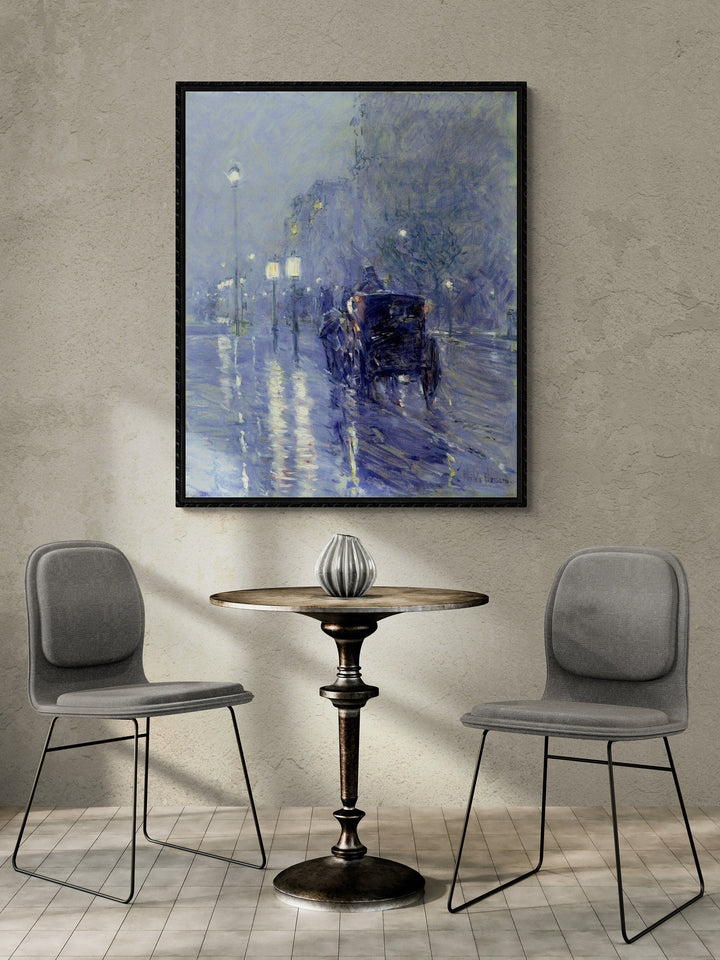 Childe Hassam’s Rainy Midnight: Museum-Quality Wall Print, Premium Giclee, 3D texture Canvas Art, Museum Print or Poster FOSHE ART