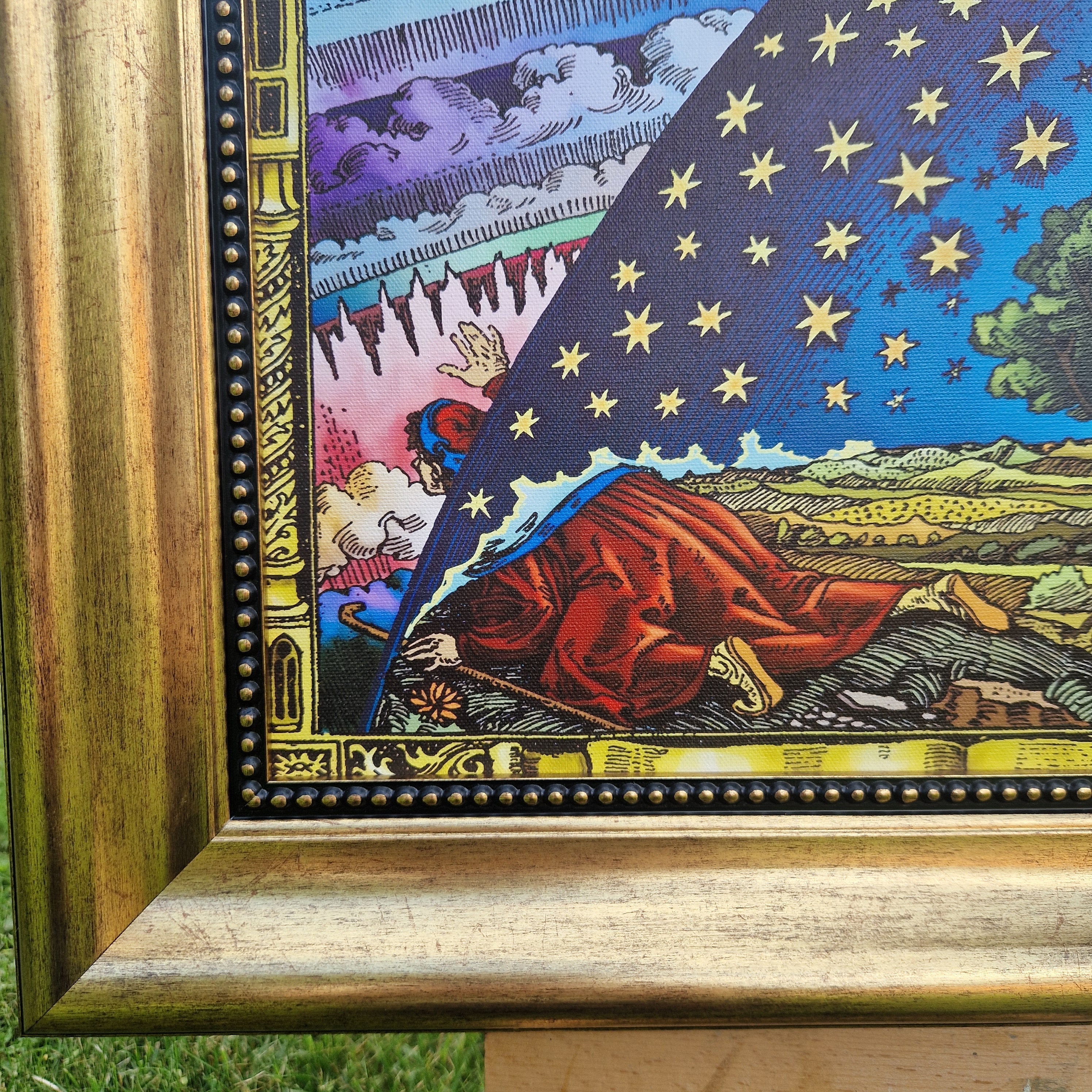 Frammarion Engraving Framed Canvas | Celestial Giclee Art Print FOSHE ART