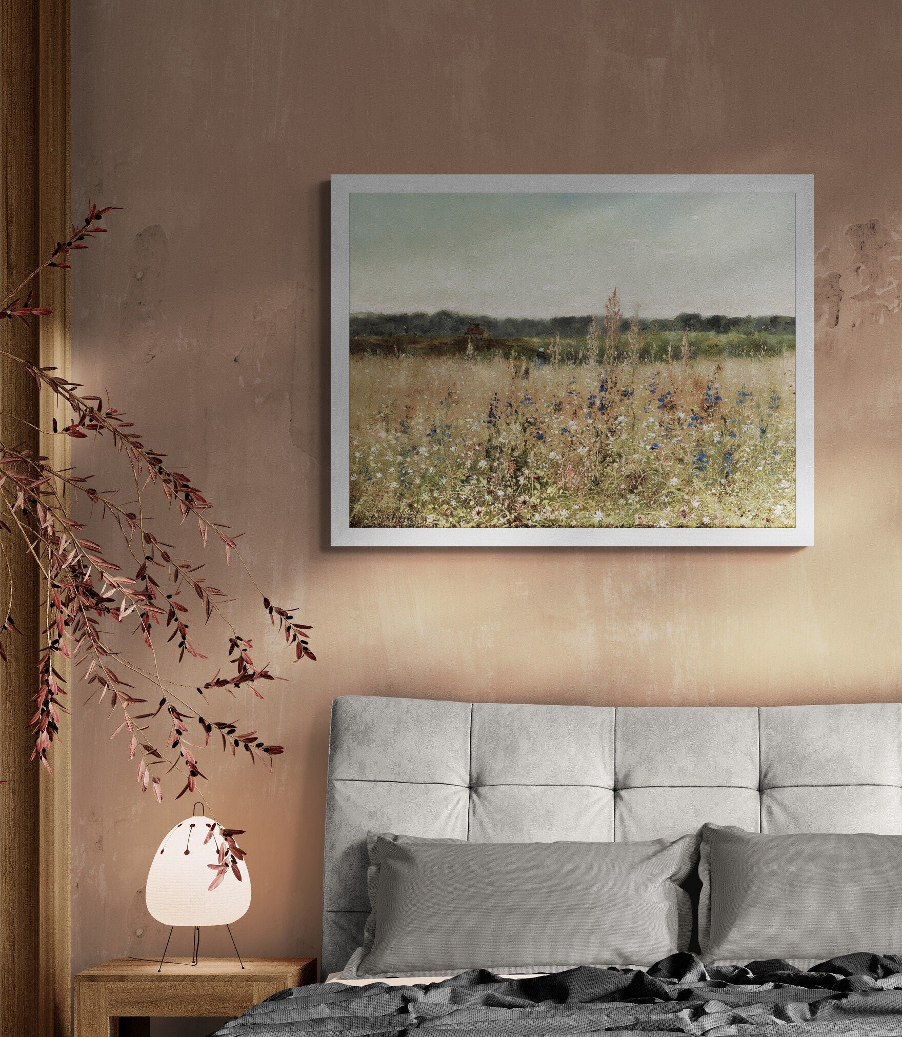 Blooming Field  - Vintage Wildflower Landscape, Premium Giclée Art Print, paper art canvas or 3D Hand Finished Premium texture Print FOSHE ART
