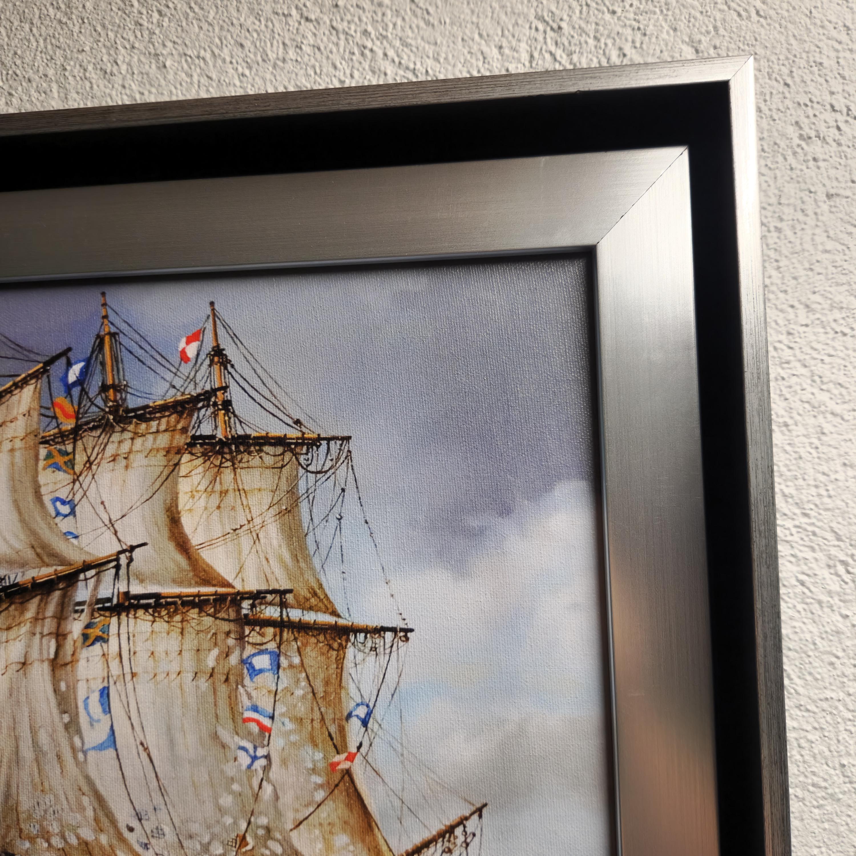 Battle of Trafalgar Framed Canvas Print, HMS Victory Nautical Art FOSHE ART