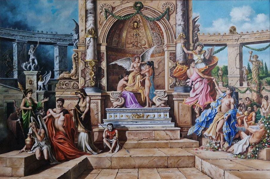 Apollo's Judgement Day Canvas Print, Gold Vintage Frame FOSHE ART