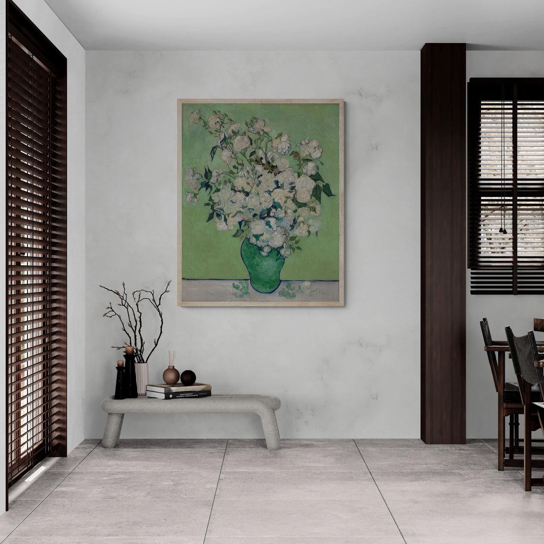 Eternal Blooms: Van Gogh Roses Canvas Print, Giclée Art Print, Heavyweight paper/ art canvas, 3D printed with texture and brush strokes