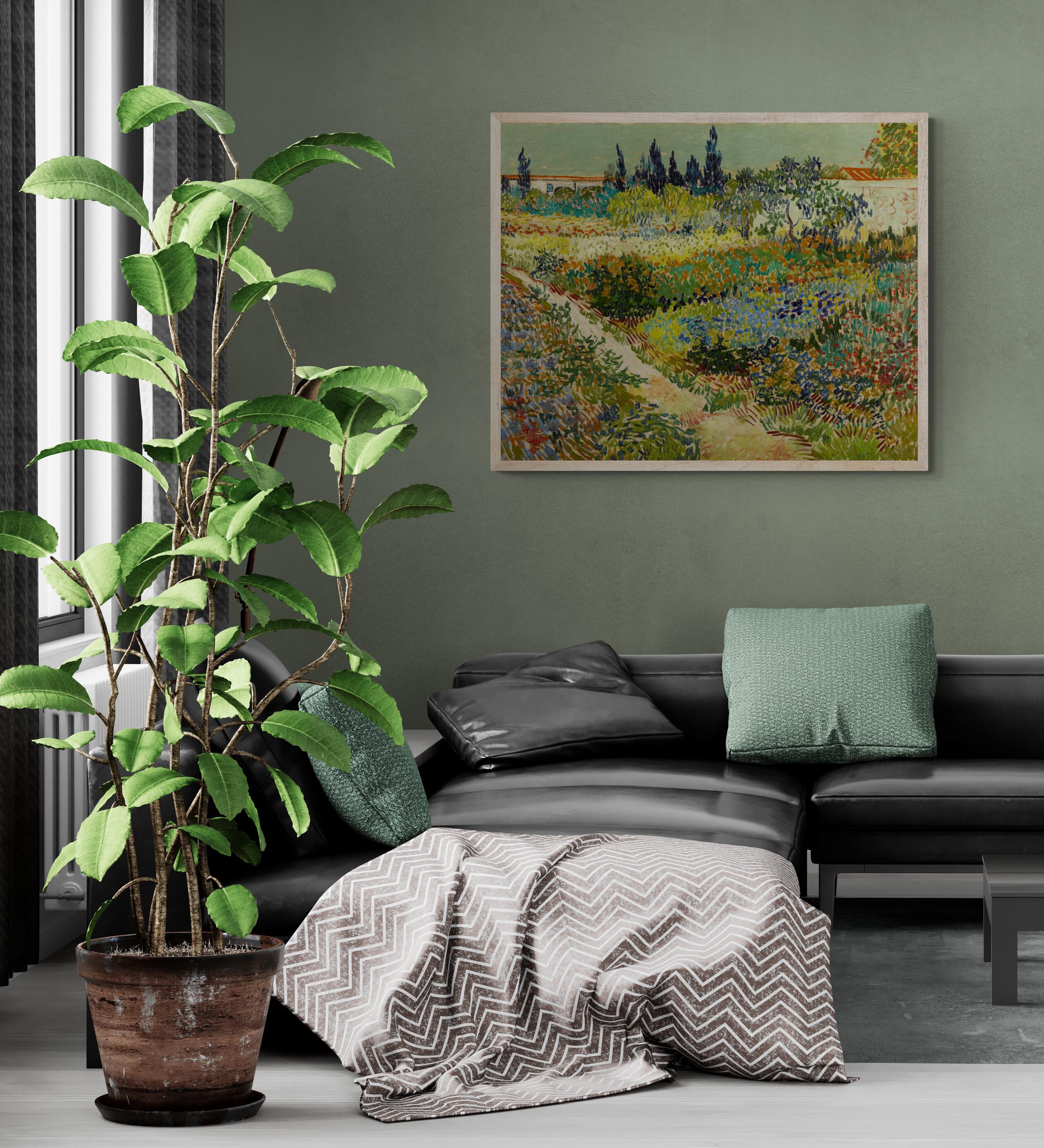Vincent Van Gogh Print: Garden At Arles, Giclée Art Print, Heavyweight paper/ art canvas, 3D printed with texture and brush strokes