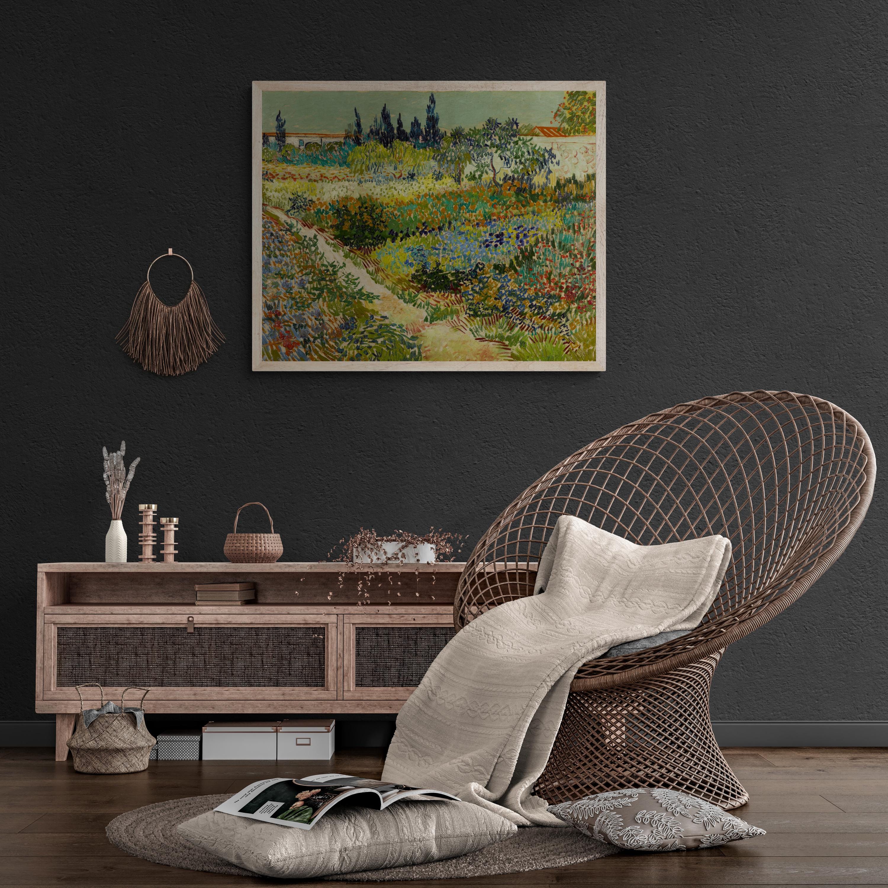 Vincent Van Gogh Print: Garden At Arles, Giclée Art Print, Heavyweight paper/ art canvas, 3D printed with texture and brush strokes