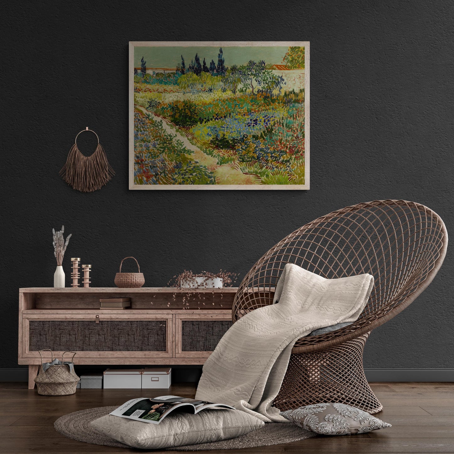 Vincent Van Gogh Print: Garden At Arles, Giclée Art Print, Heavyweight paper/ art canvas, 3D printed with texture and brush strokes