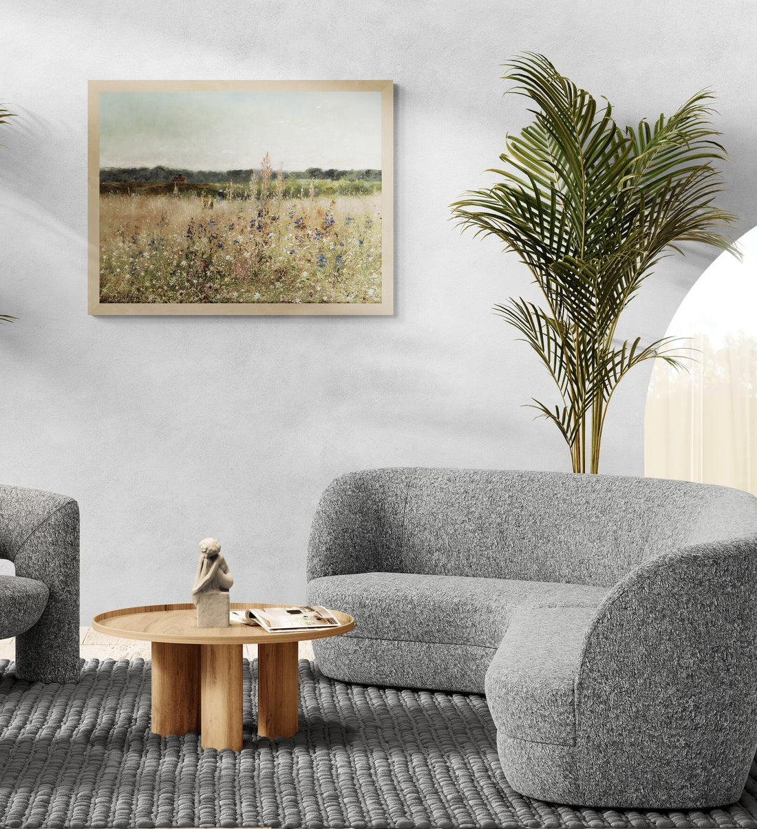 Blooming Field  - Vintage Wildflower Landscape, Premium Giclée Art Print, paper art canvas or 3D Hand Finished Premium texture Print FOSHE ART