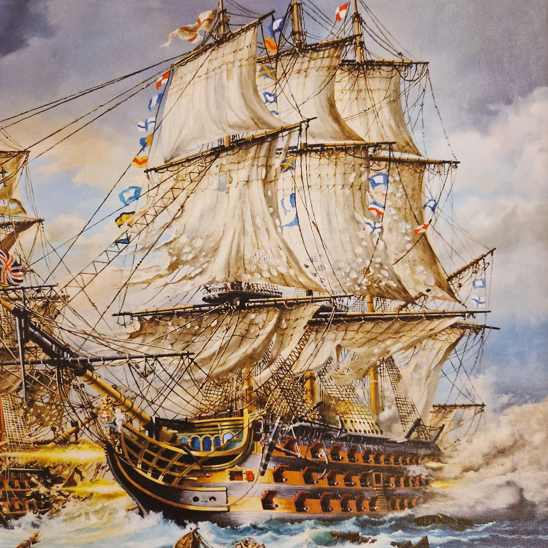 Battle of Trafalgar Framed Canvas Print, HMS Victory Nautical Art FOSHE ART