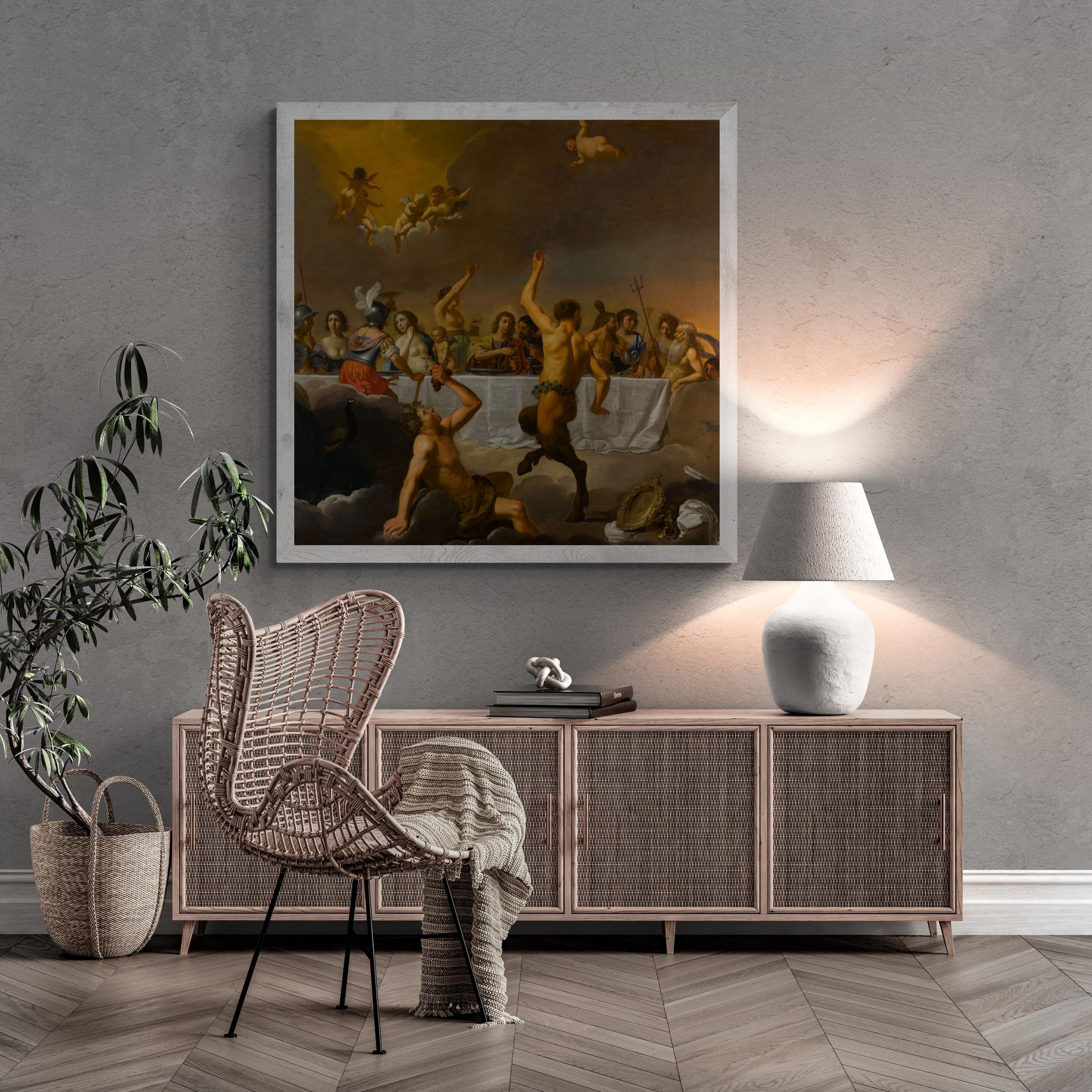 Le Festin des Dieux by Jan van Bijlert , Home Decor, Poster, Canvas, Poster, Premium Art FOSHE ART