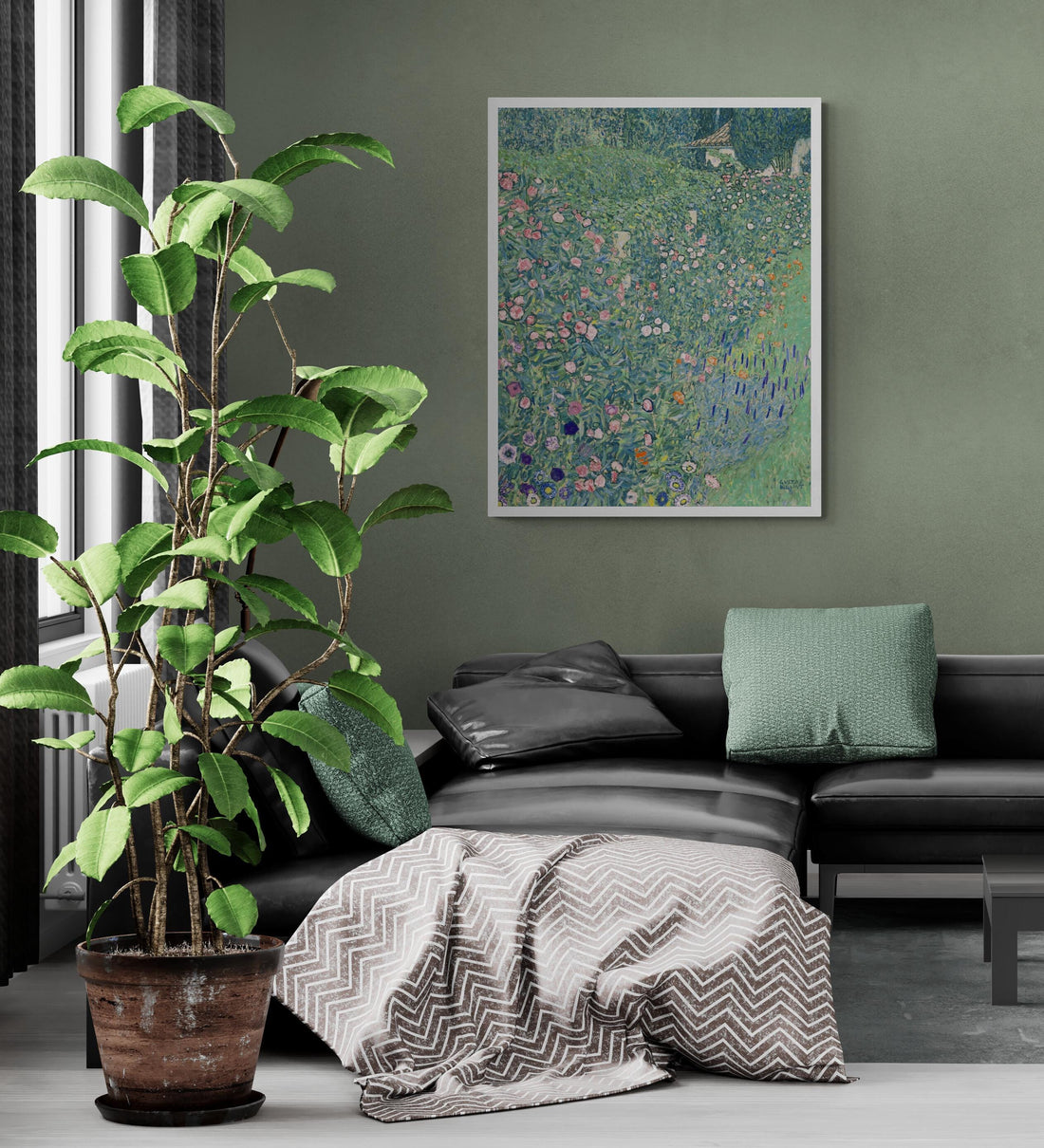 Gustav Klimt: Italian Garden Landscape Premium Giclée Art Print, Heavyweight paper/ art canvas, 3D printed with texture and brush strokes FOSHE ART