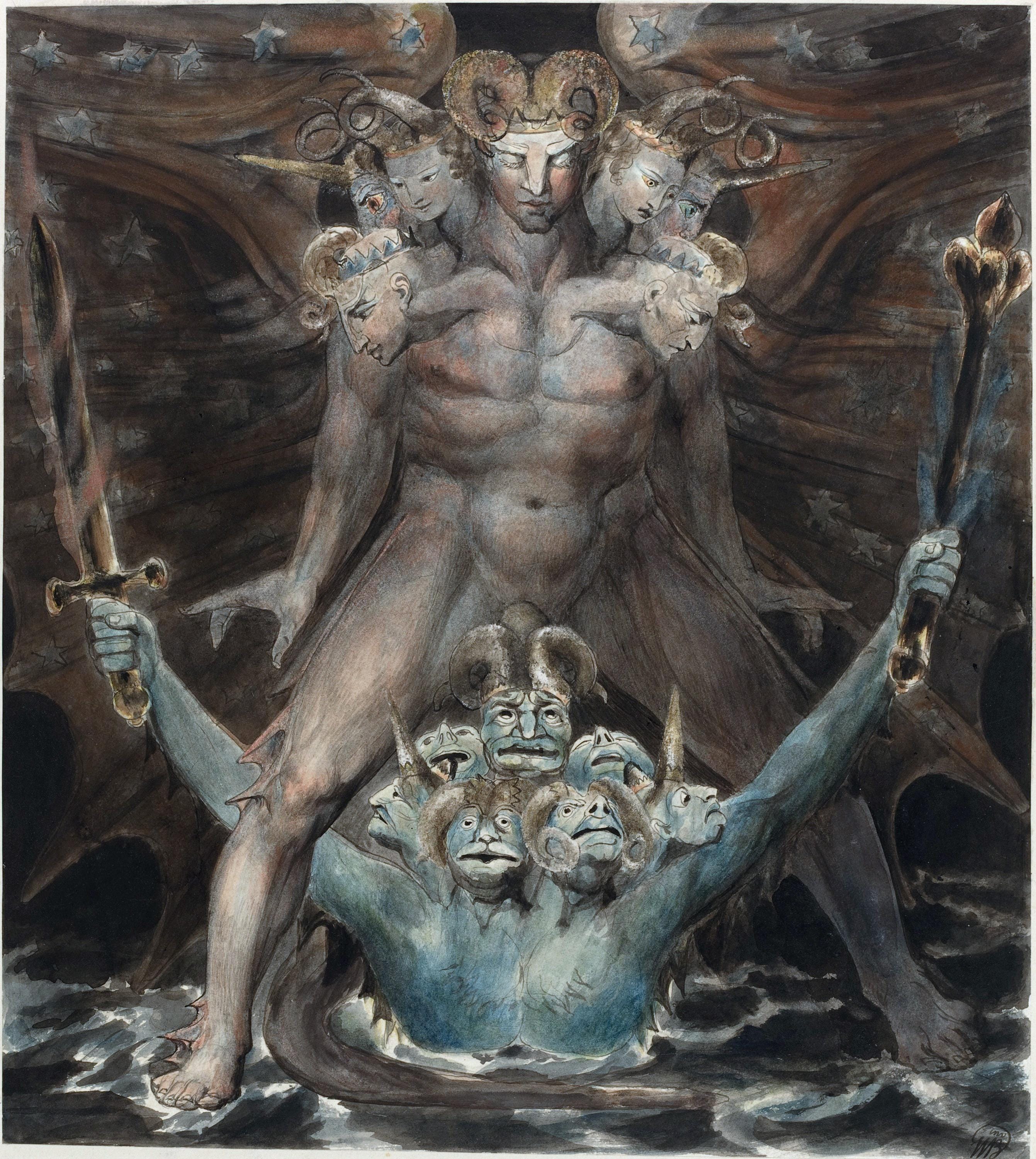 William Blake: The Red Dragon Giclée Art Print, Book of Revelation FOSHE ART