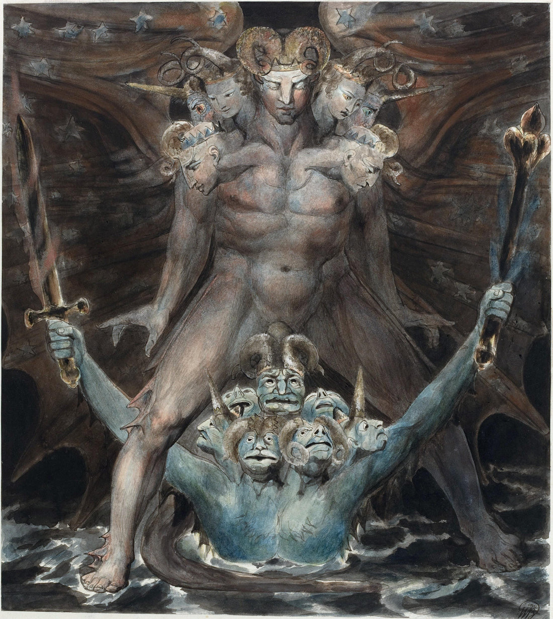 William Blake: The Red Dragon Giclée Art Print, Book of Revelation FOSHE ART