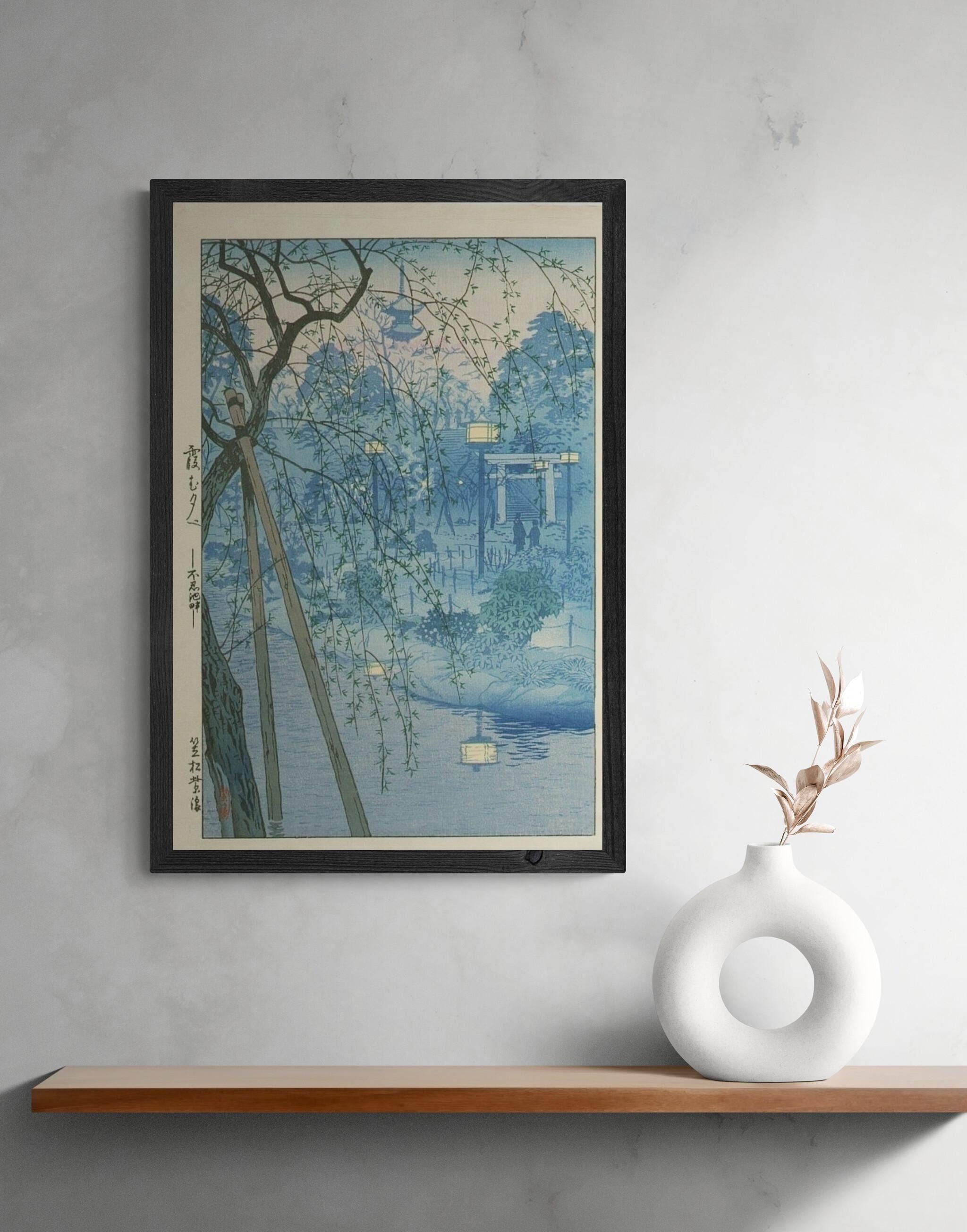 Misty Evening at Shinobazu Pond by Kasamatsu Shiro - Premium Reproduction Art Print on Canvas & Paper FOSHE ART