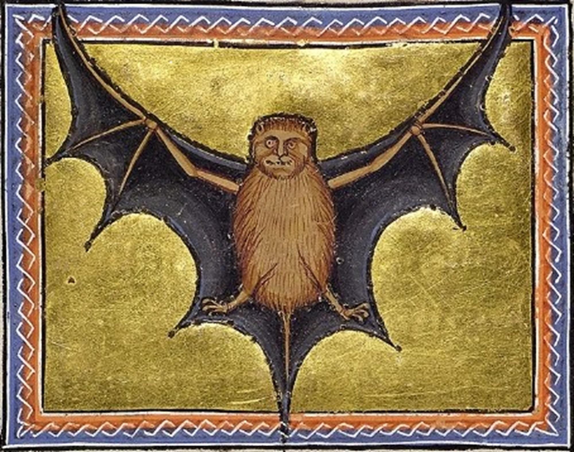 Aberdeen Bestiary: Bat (12th Century Illuminated Medieval Manuscript), Premium Giclée Art Print, Heavyweight paper/ art canvas, 3D printed