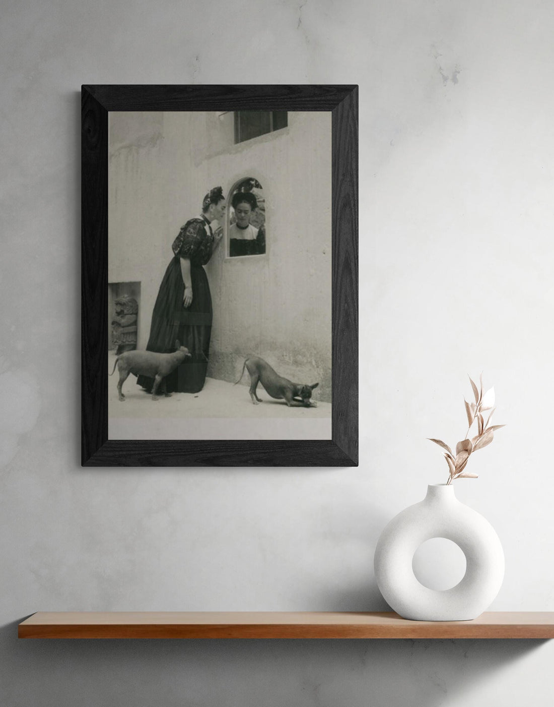 Rare Frida Kahlo with pets Print, Xolo Dog poster, Vintage Frida Kahlo Print, Frida Kahlo Poster, Xolo dog print, Black and White Artprint