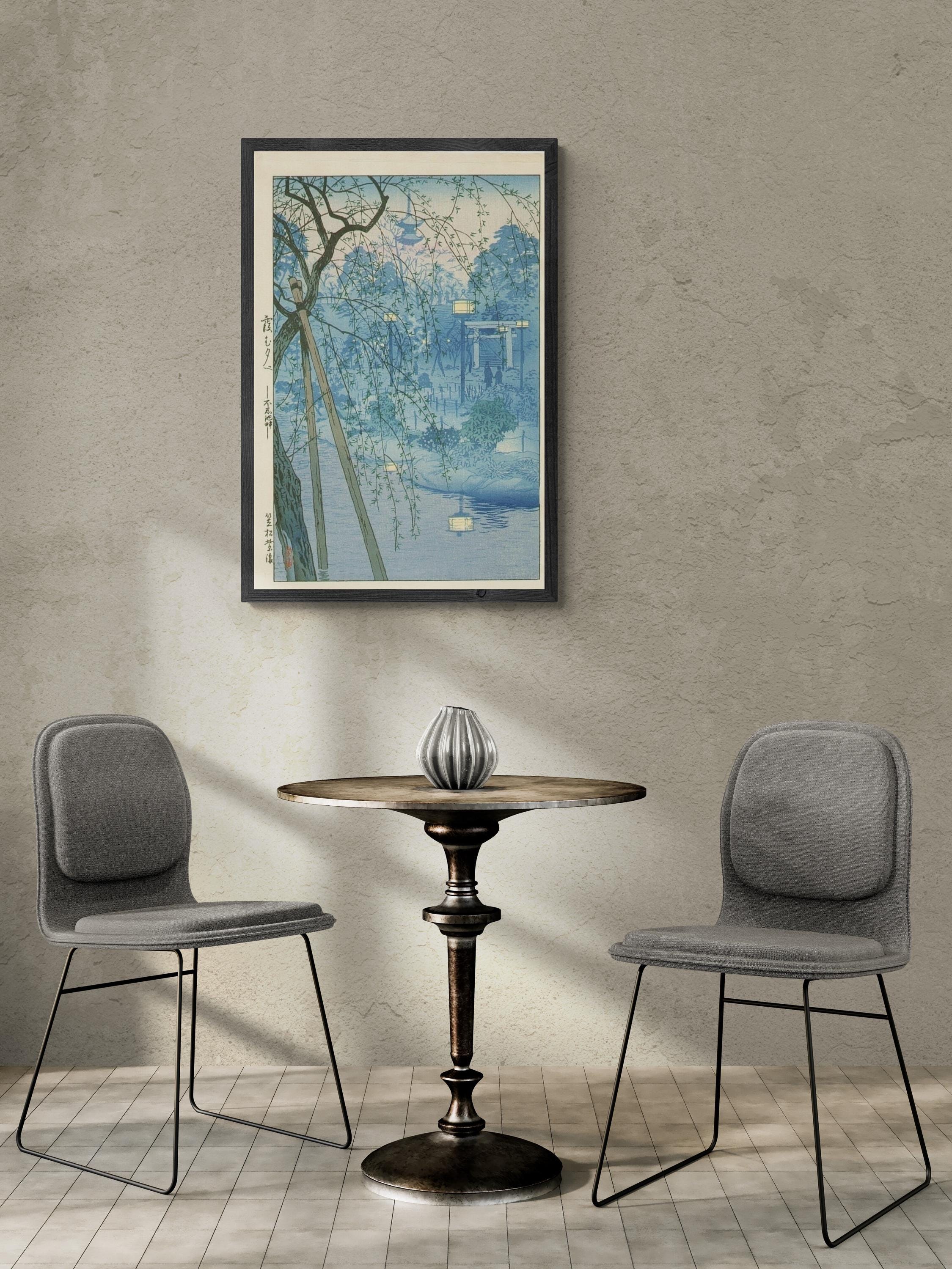 Misty Evening at Shinobazu Pond by Kasamatsu Shiro - Premium Reproduction Art Print on Canvas & Paper FOSHE ART