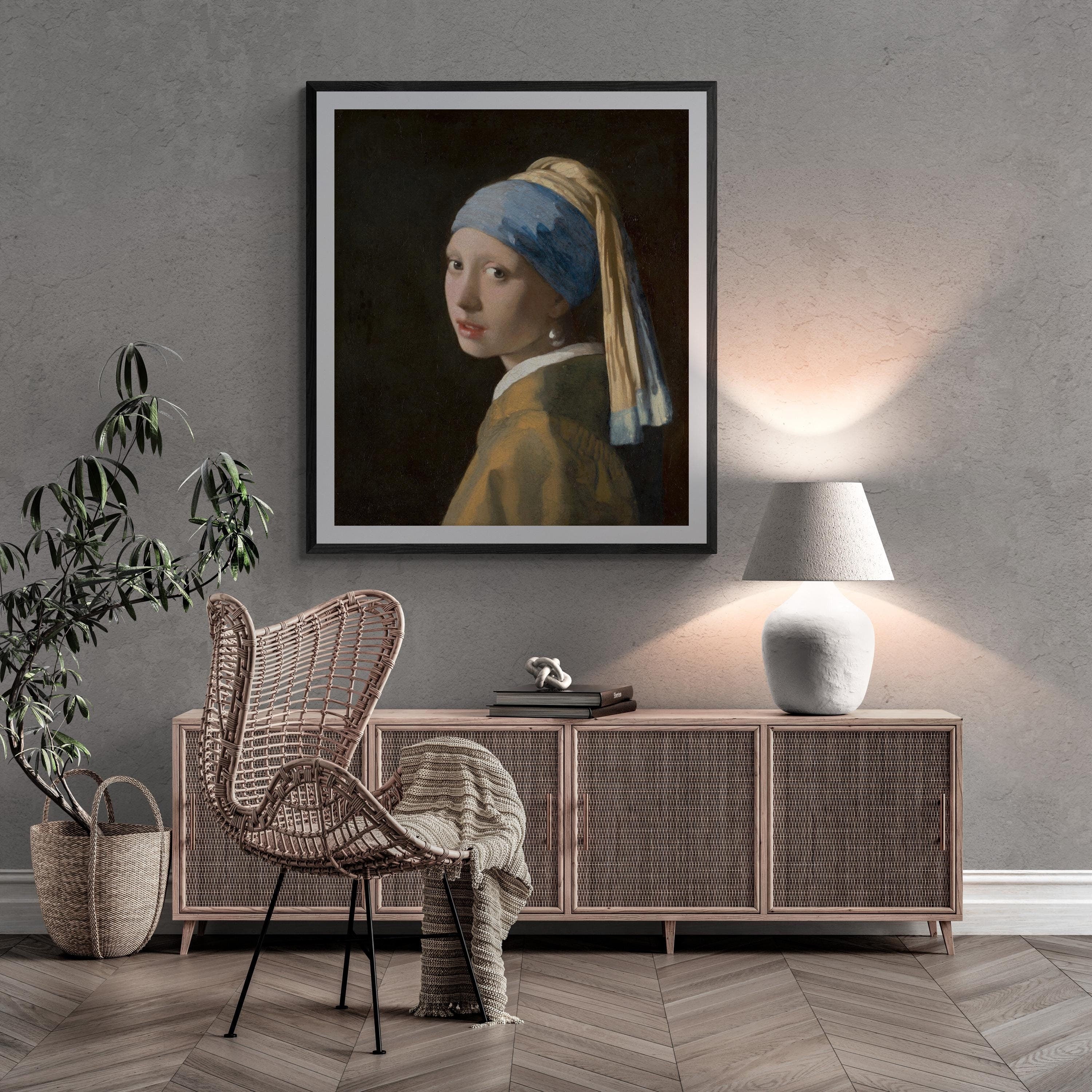 Girl with a Pearl Earring by Johannes Vermeer - Premium Reproduction Art Print on Canvas, Art Paper or 3D texture Canvas Art FOSHE ART