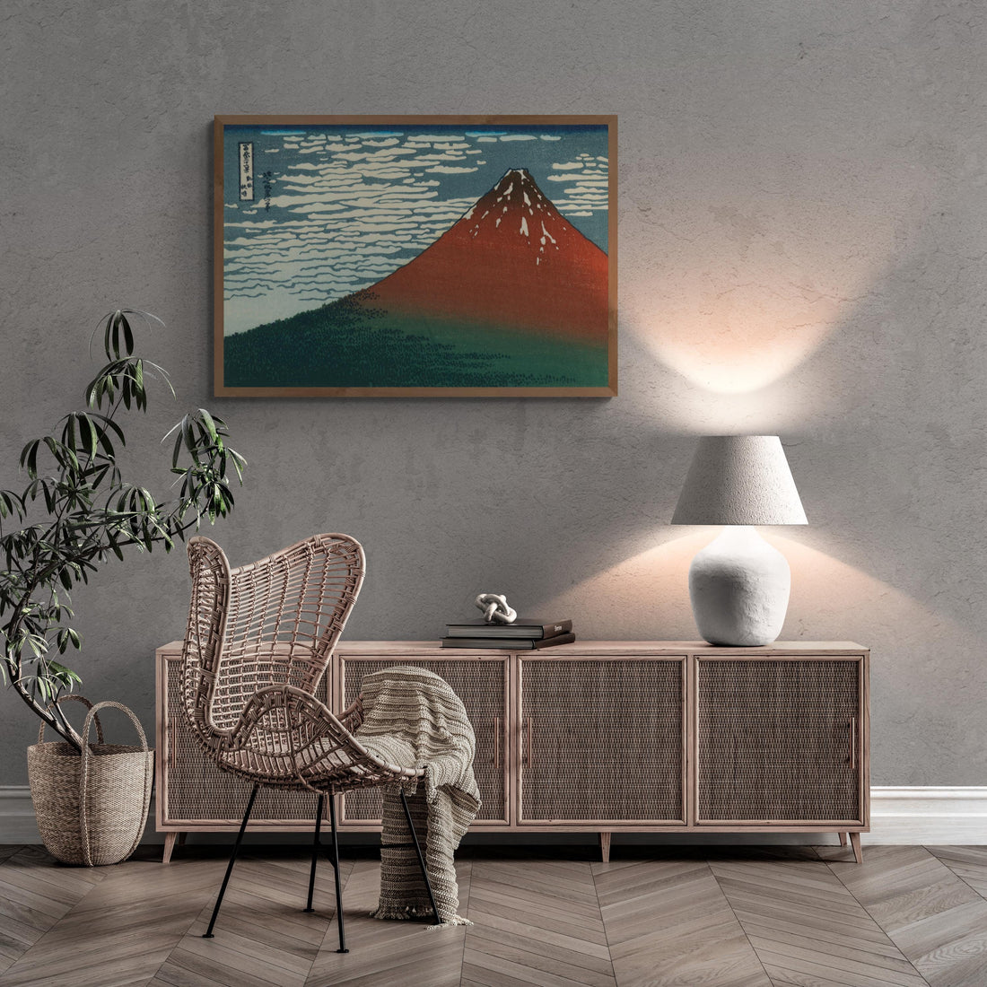 Red Fuji Japanese Art Print – Katsushika Hokusai Canvas or Paper FOSHE ART