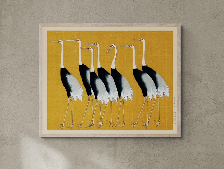 Japanese Red Crown Cranes by Ogata Korin - Premium Reproduction Art Print on Canvas & Papers or 3D texture Print FOSHE ART