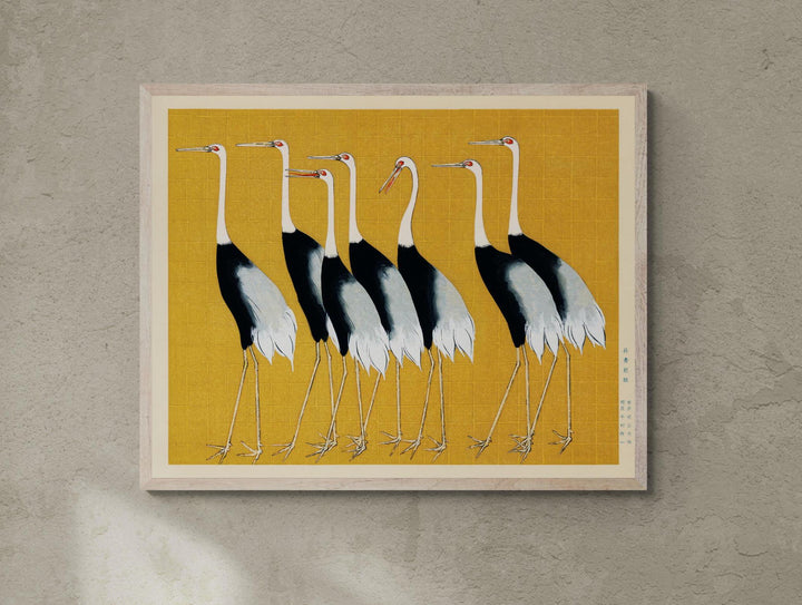 Ogata Korin Japanese Cranes Art Print – Edo Period Reproduction FOSHE ART