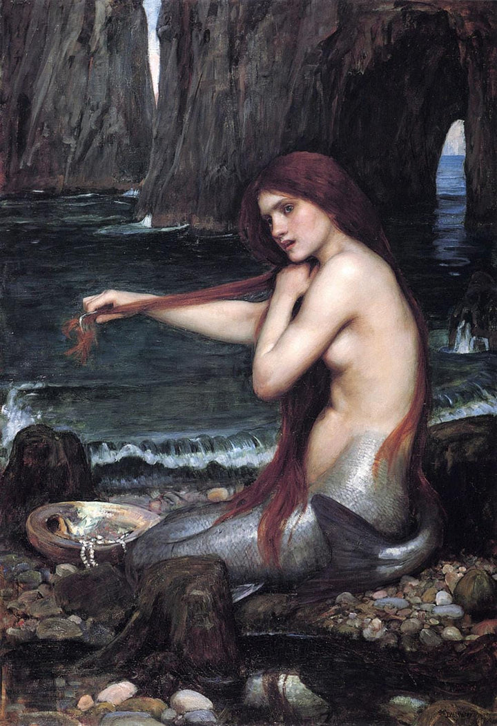 The Mermaid by John William Waterhouse | Giclée Art Print on Canvas or Paper | Premium Poster with Museum-Quality Reproduction FOSHE ART