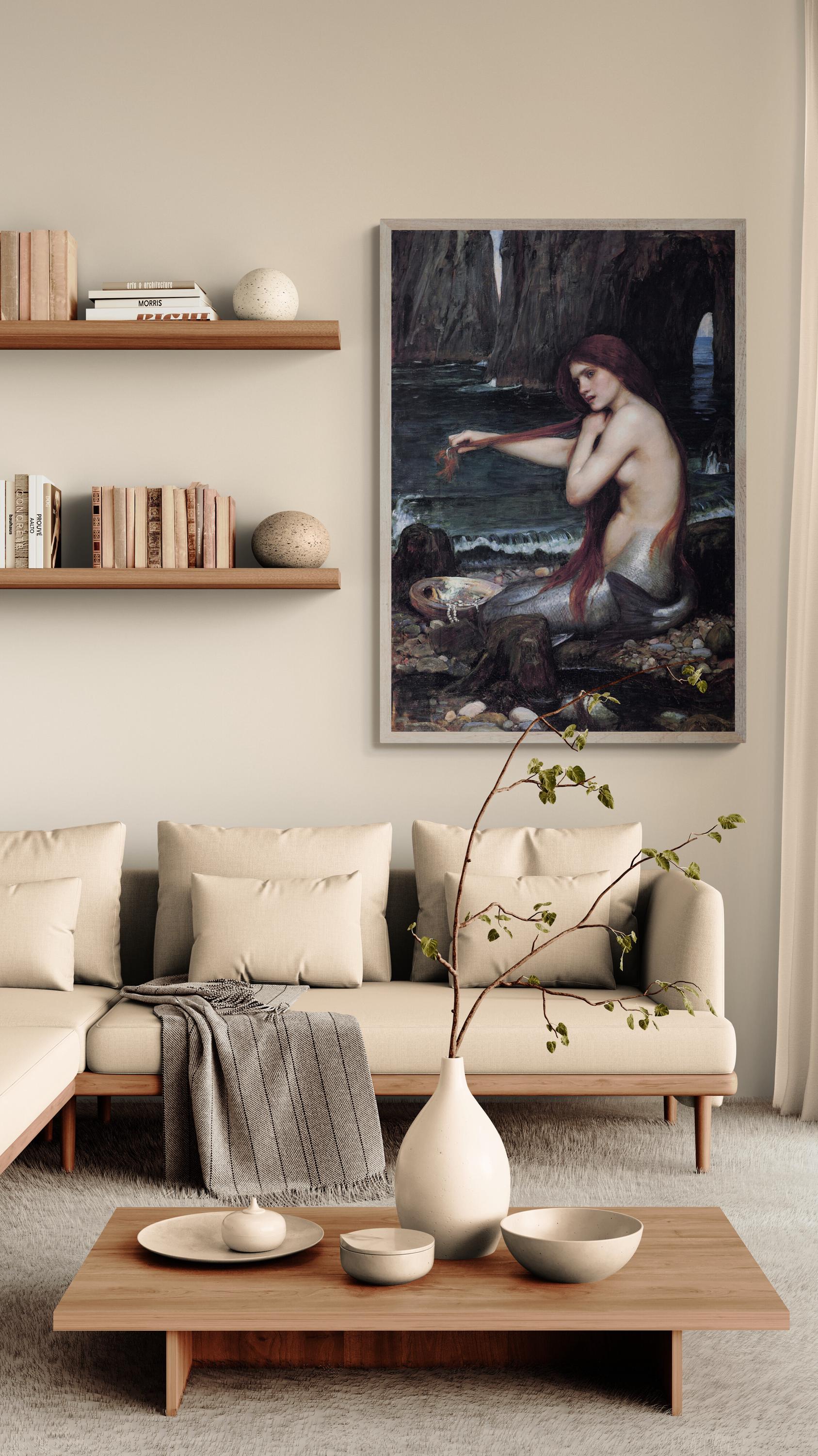 The Mermaid by John William Waterhouse | Giclée Art Print on Canvas or Paper | Premium Poster with Museum-Quality Reproduction FOSHE ART