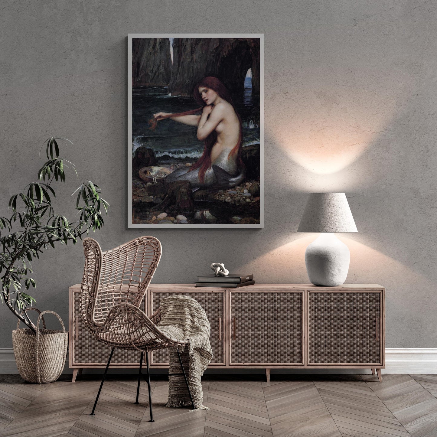 The Mermaid by John William Waterhouse | Giclée Art Print on Canvas or Paper | Premium Poster with Museum-Quality Reproduction FOSHE ART